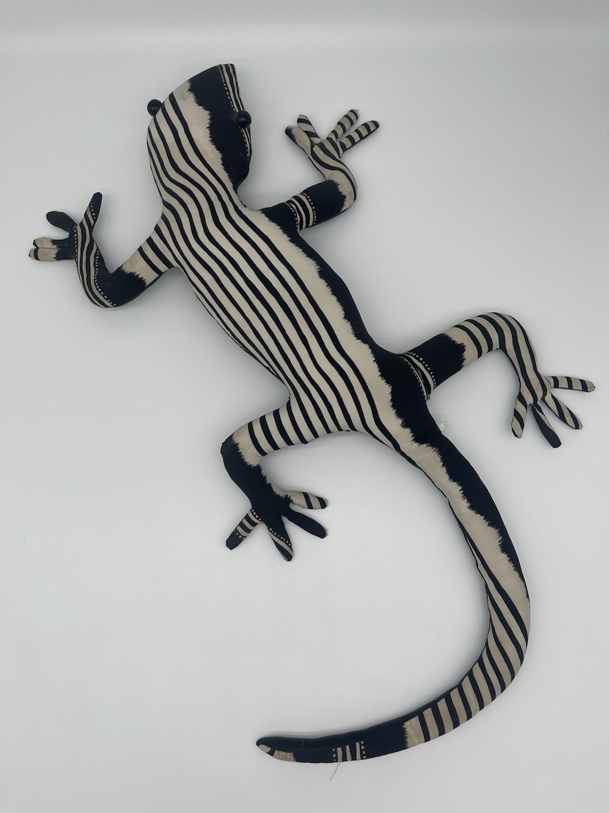 Vintage Schylling Gecko Lizard Plush Huge 90s Striped Black & White 32\