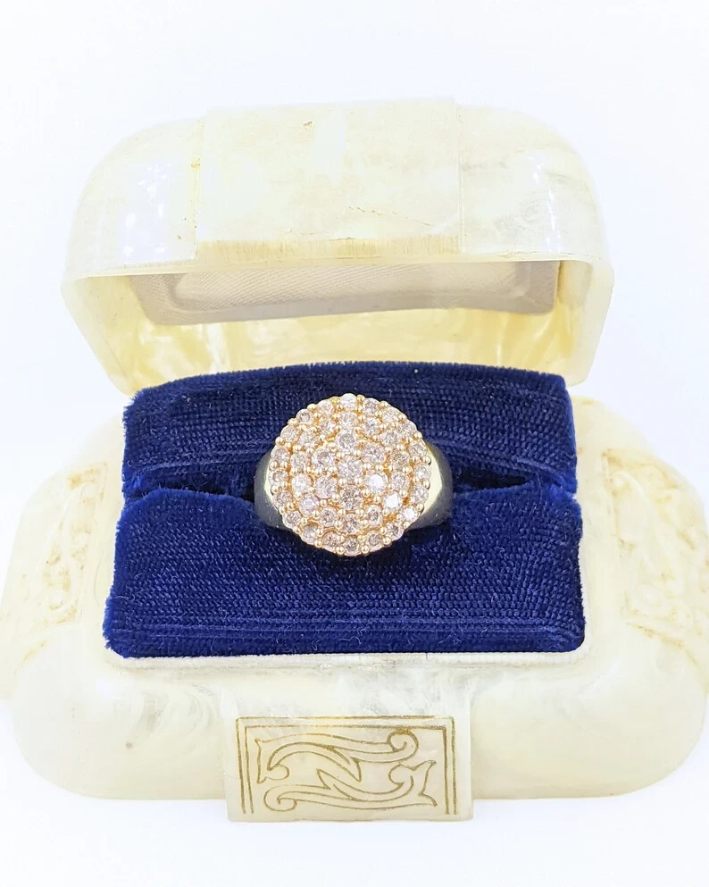 1.80Ct Round Cut Lab Grown Diamond/CVD Men’s Statement Ring In 14K Yellow Gold 1.80Ct Round Cut Lab Grown Diamond/CVD Men’s Statement Ring In 14K Yellow Gold