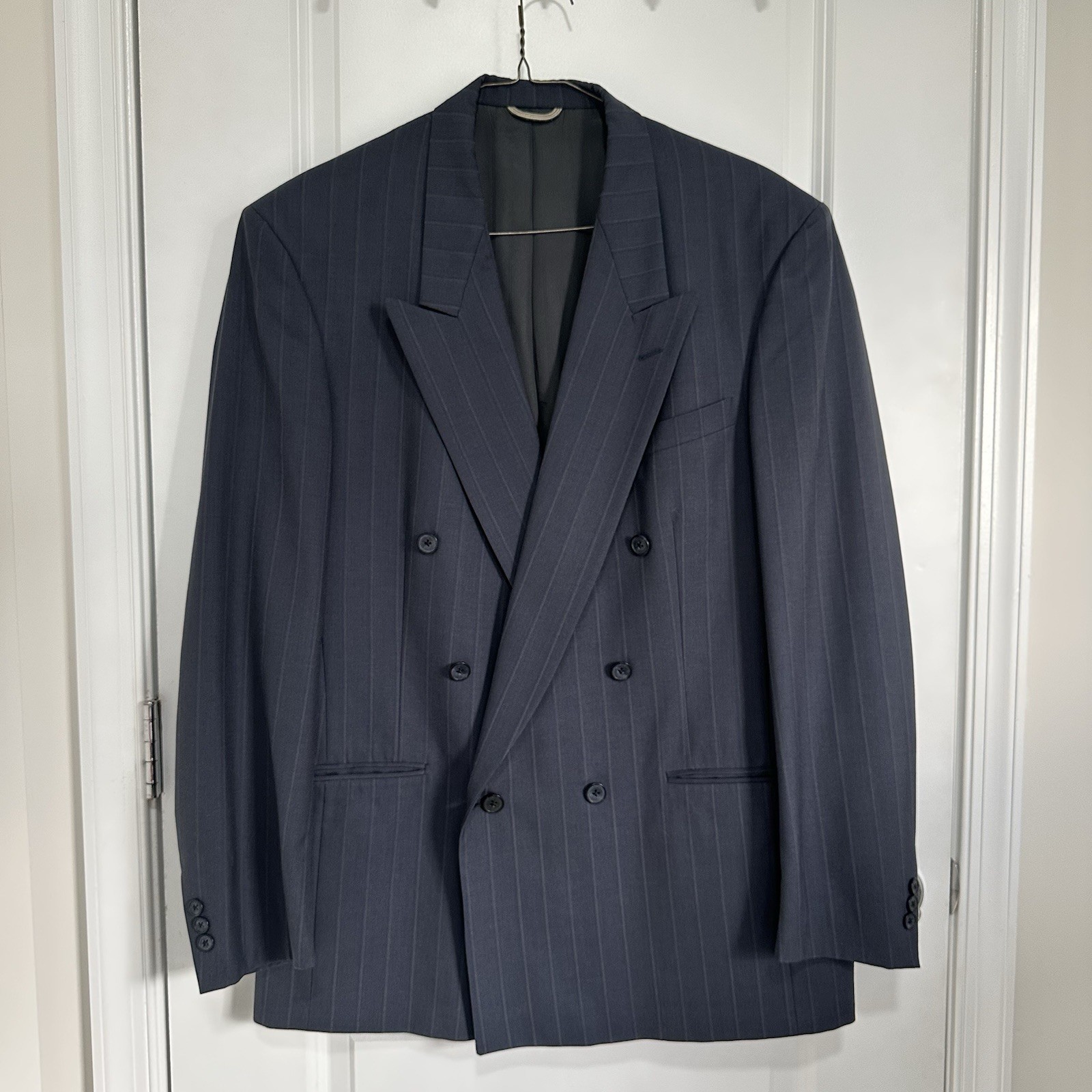 Henry Grethel Men’s Navy Pinstripe Double Breasted Blazer Sport Coat Custom