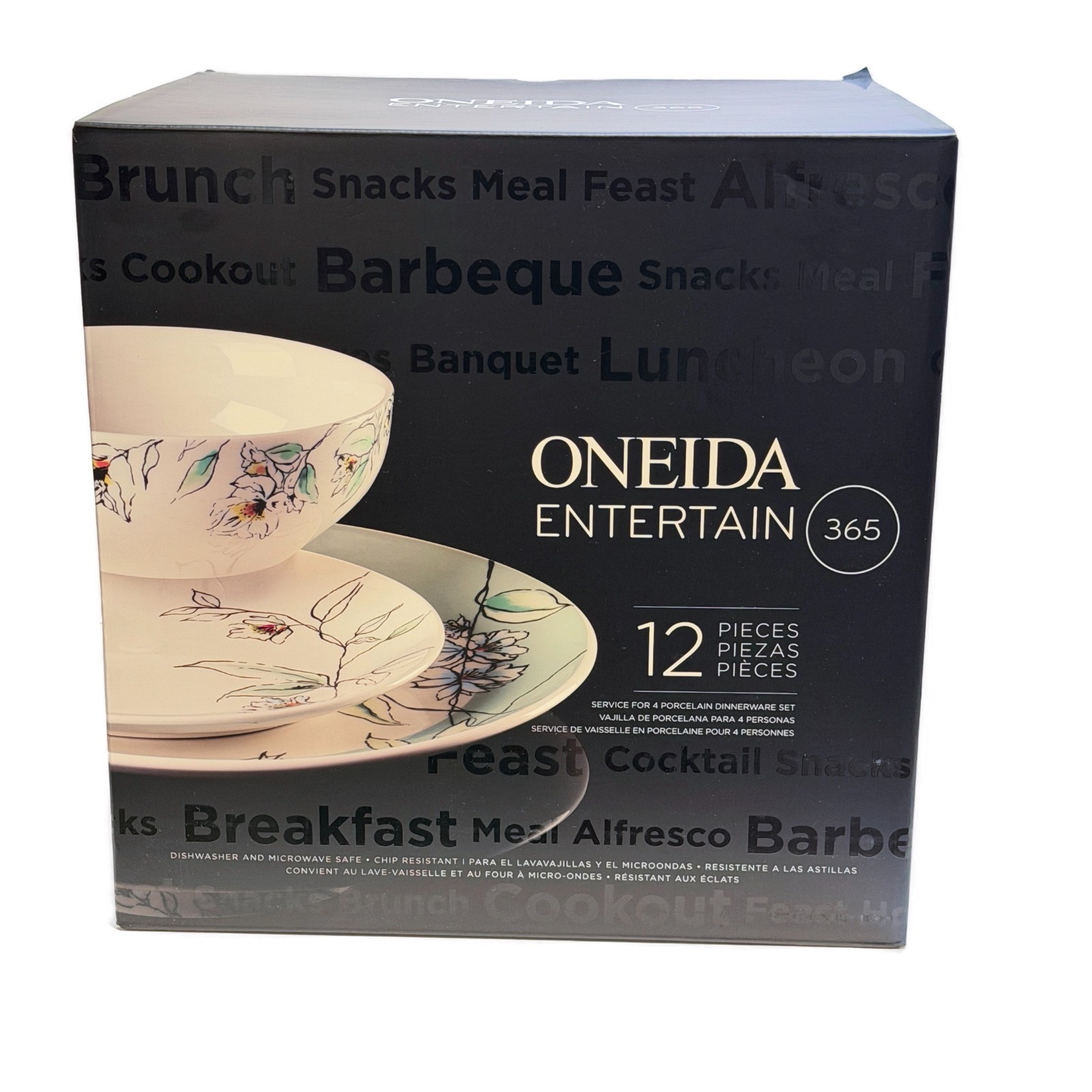 Oneida Dinnerware Set, Botanica 12-Piece Dinnerware Set, Service For 4 Oneida Dinnerware Set, Botanica 12-Piece Dinnerware Set, Service For 4