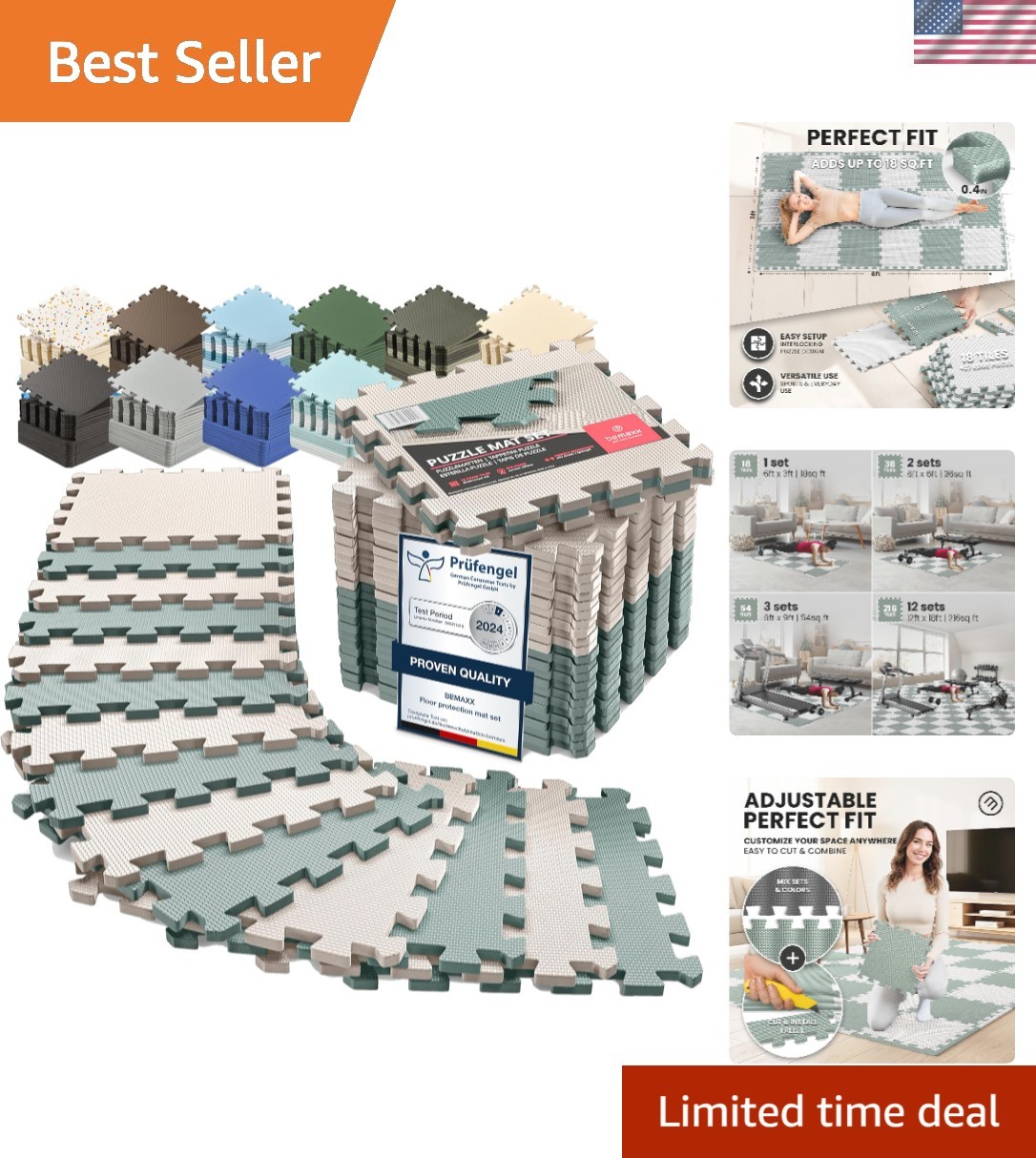 Customizable EVA Foam Gym Flooring - 18 Tiles, Slip-Resistant & Lightweight Customizable EVA Foam Gym Flooring - 18 Tiles, Slip-Resistant & Lightweight