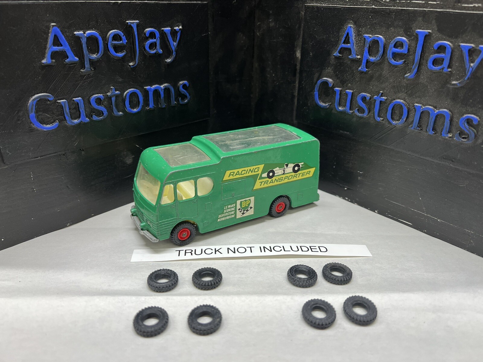 Vintage Lesney Matchbox King Size K-5 BP Racing Car Transporter (TIRES ONLY) Vintage Lesney Matchbox King Size K-5 BP Racing Car Transporter (TIRES ONLY)