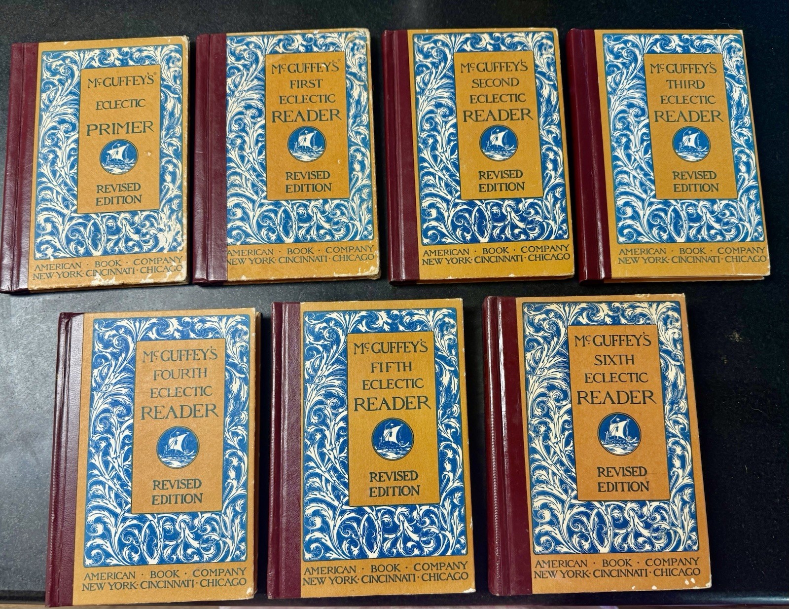 Complete Antique 7 Book Set: McGuffey’s Eclectic Readers 1909 Rev. American Book