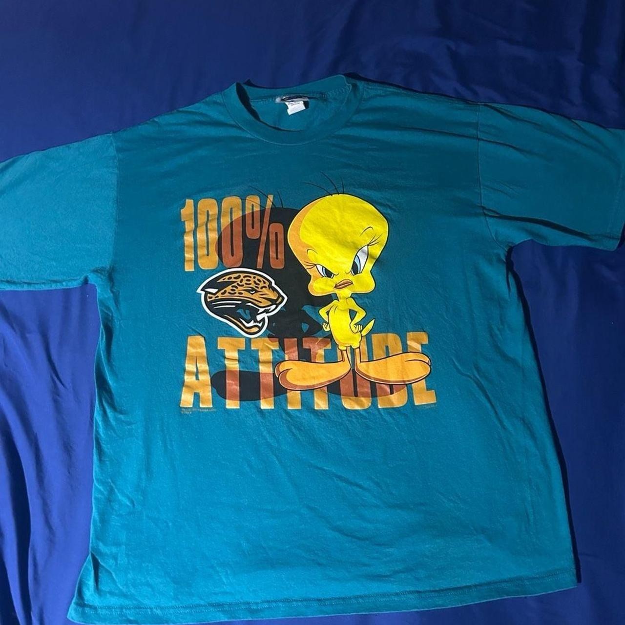 Vintage 1998 Jacksonville Jaguars Tweety Bird antique jade dome shirt VK17724