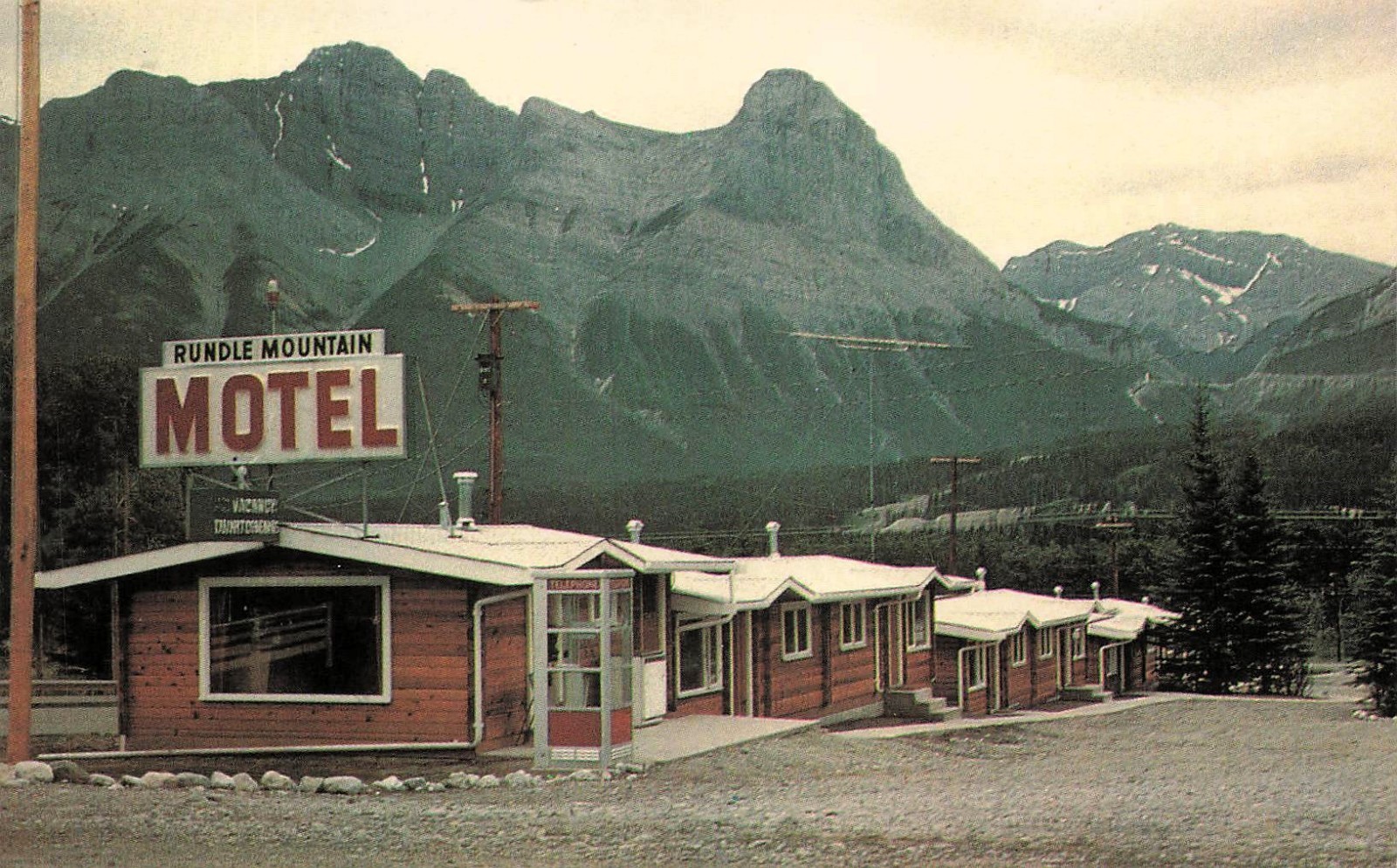 Canmore AB Alberta Rundle Mountain Motel Banff National Park Vtg Postcard 23A