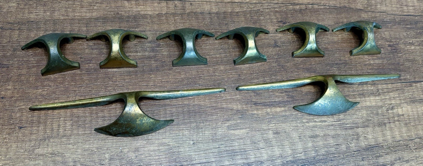 Keeler Brass Co 8 Drawer Pulls Handles Lot K-928 K-929 Original Screws VTG MCM