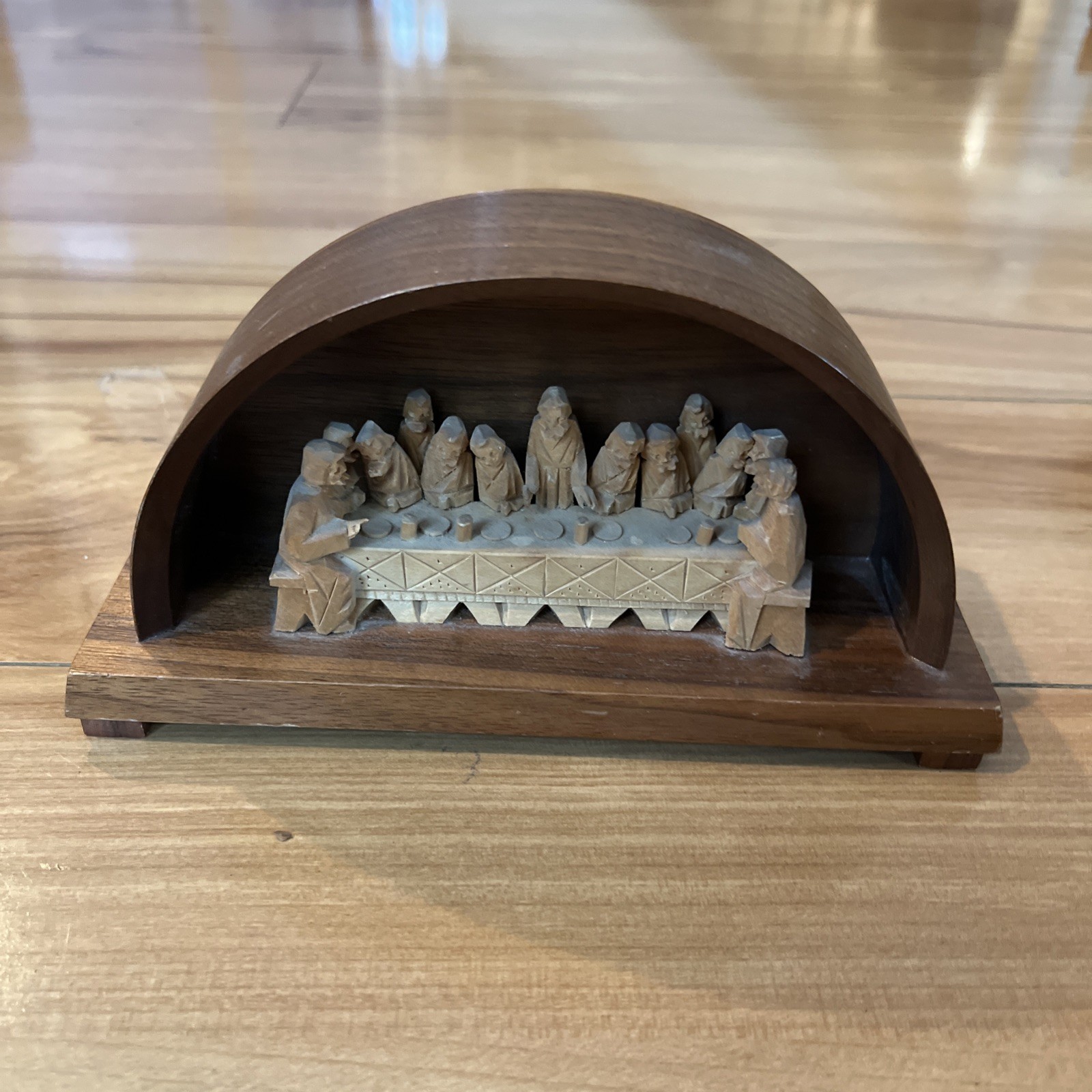 Vintage Hand Carved Wood Last Supper Jesus Disciples Germany