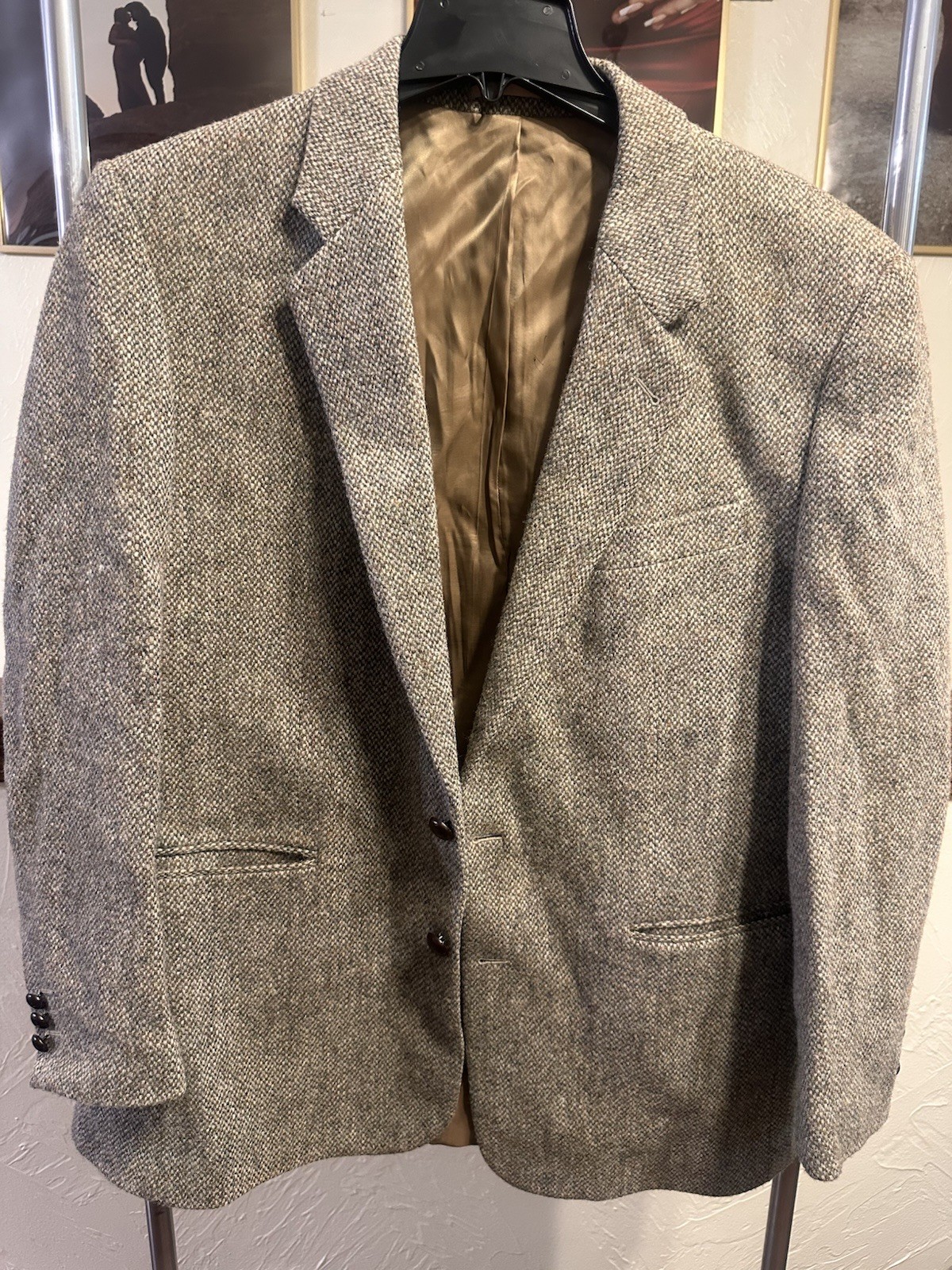 Vintage Harris Tweed Jacket Men’s 44 Brown 100% Wool Tweed Blazer Outer Hebrides