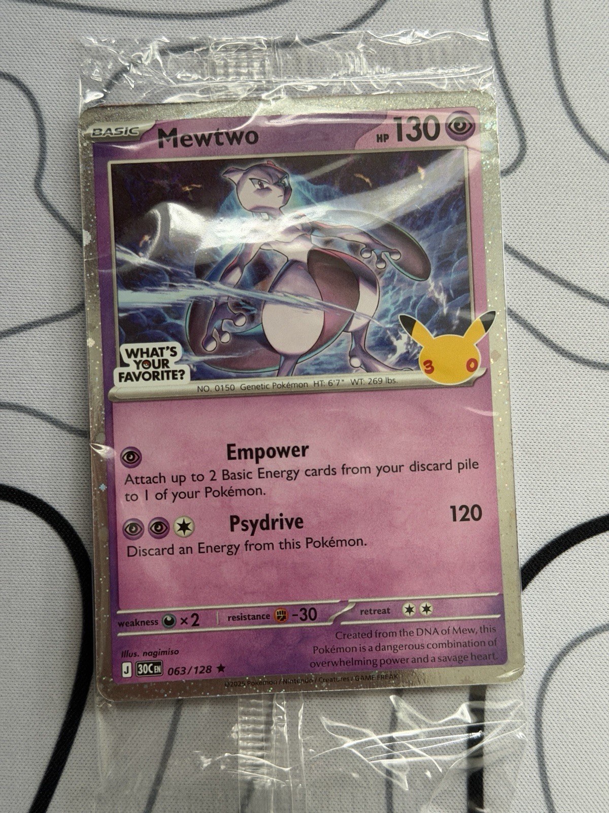 Pokémon Mewtwo 063/128 30th Anniversary Target Exclusive Promo SEALED limited Ed
