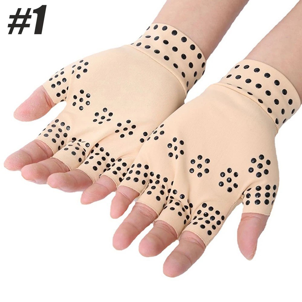 1 Pair Fingerless Arthritis Therapy Gloves Magnetic Compression Support