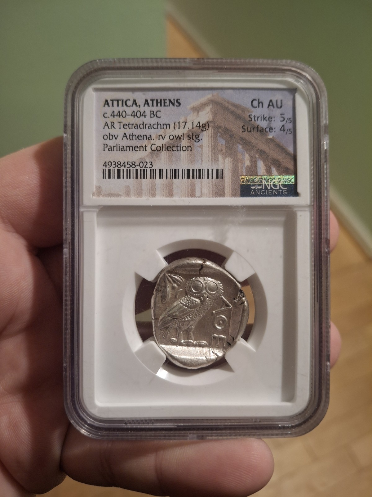 Attica Athens Greek Owl Silver Tetradrachm Coin (440-404 BC) Attica Athens Greek Owl Silver Tetradrachm Coin (440-404 BC)