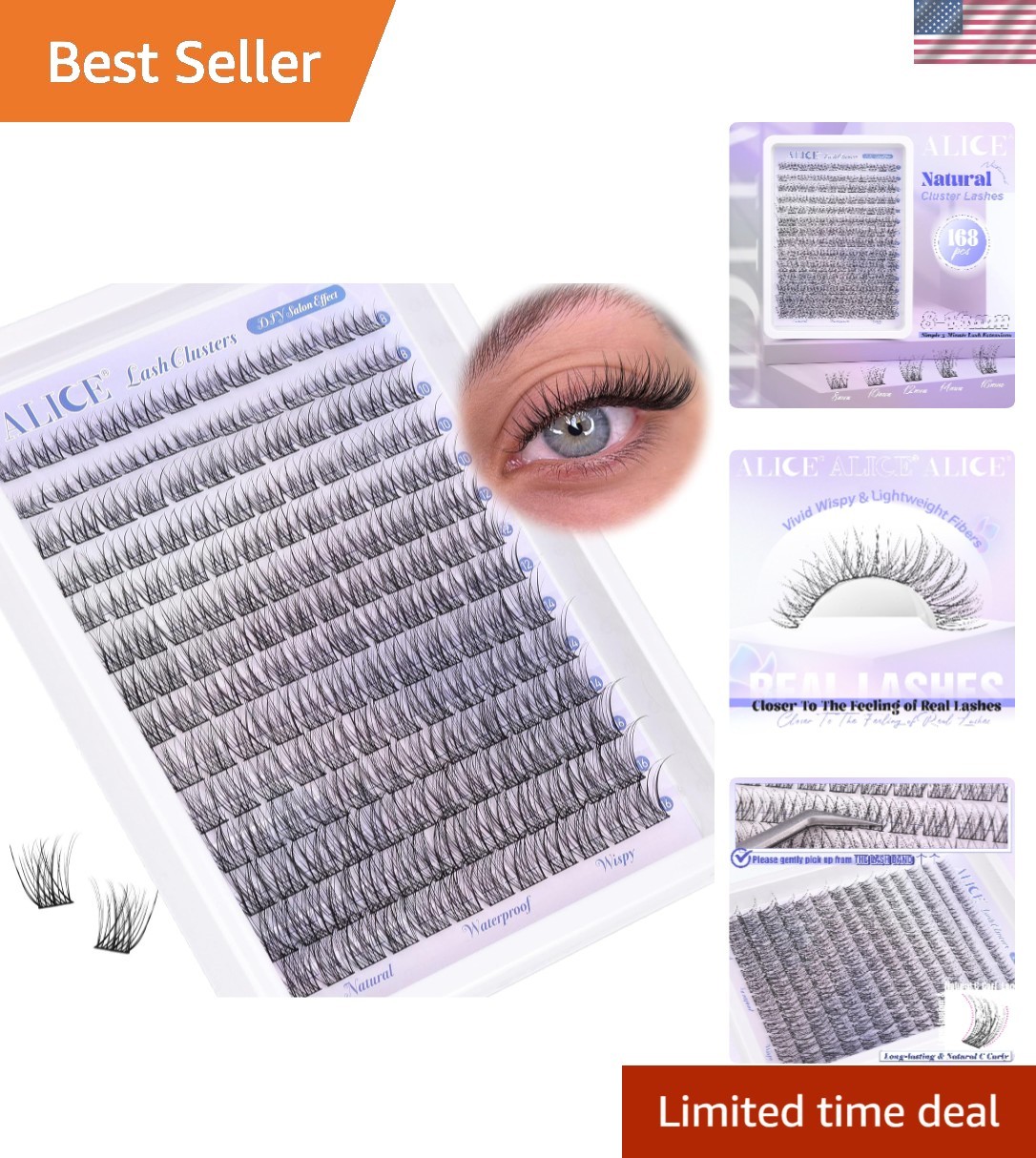 Natural Lash Clusters Wispy Cluster Eyelash Extensions 168pcs Individual Lashes