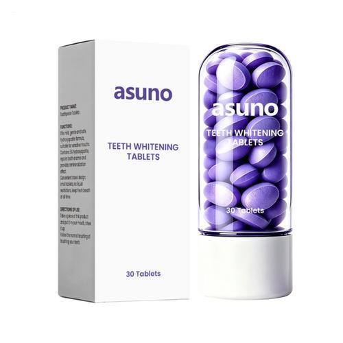 Asuno Official Teeth Whitening Tablets With Menthol, Xylitol & Grape Extract