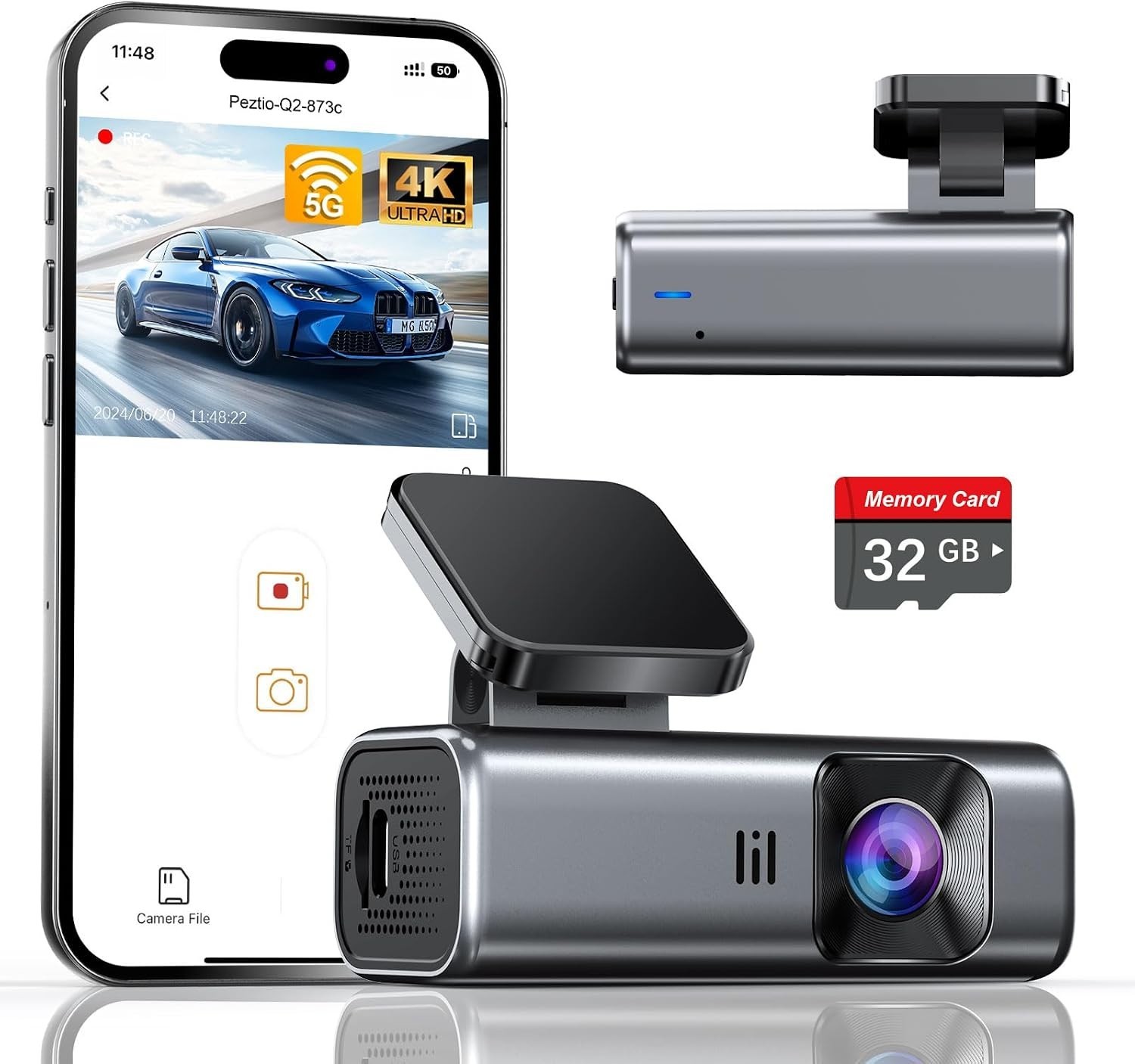 Galphi 4K Dash Cam Front - Built-in 5G WiFi - 64GB Card *NEW*