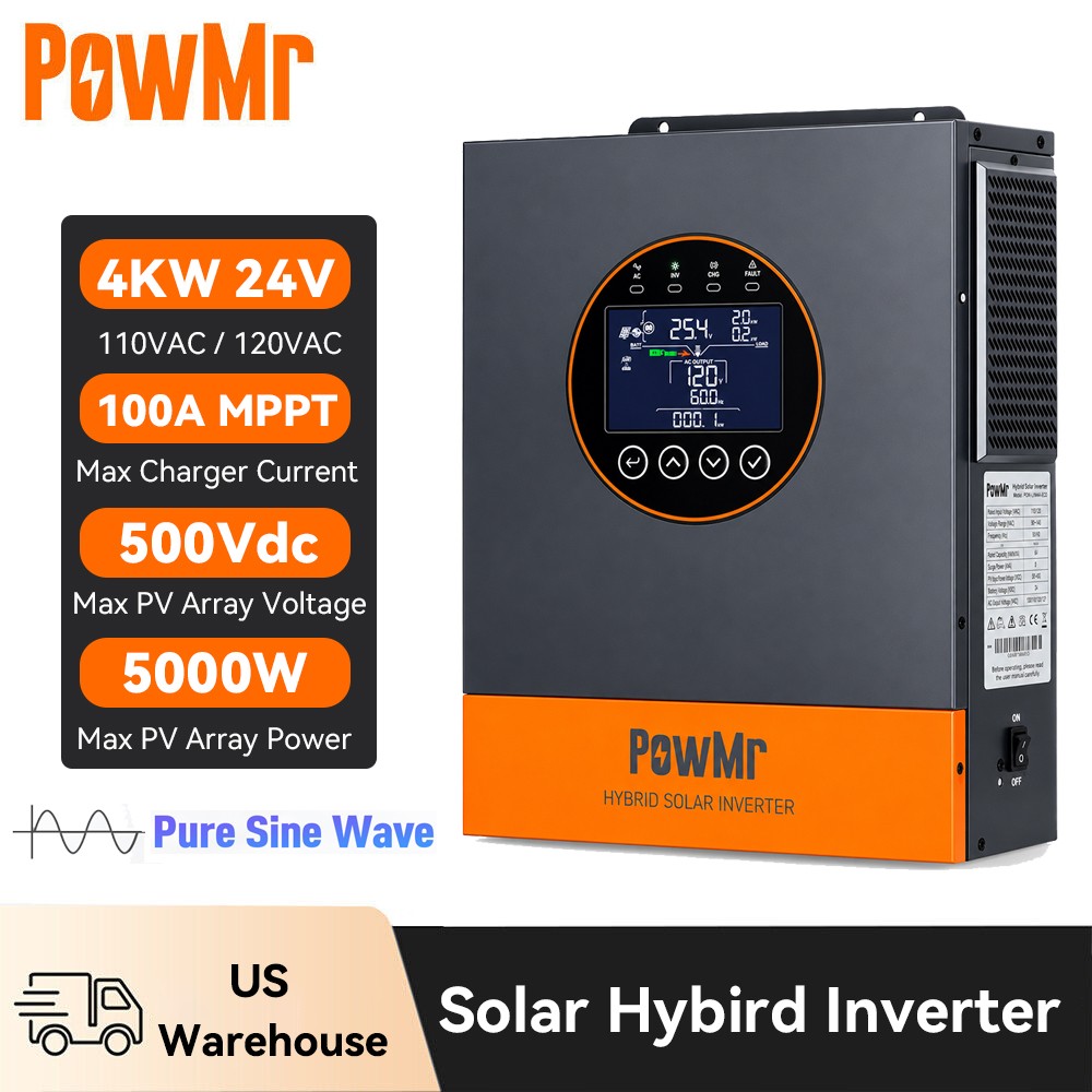 4KW 24V Solar Hybrid Inverter 120V Off Grid Pure Sine Wave 120A MPPT Controller
