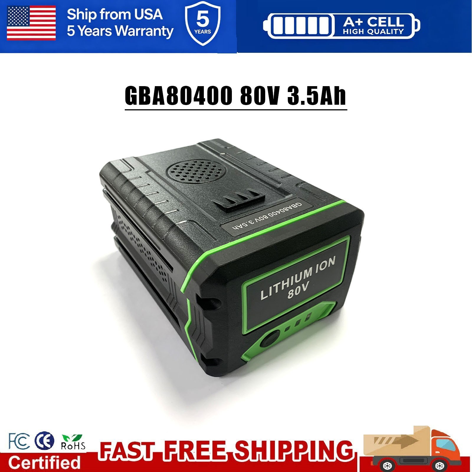 80V 3.5Ah GBA80400 For Greenworks Pro 80Volt Lithium-Ion Battery ‎GBA80200