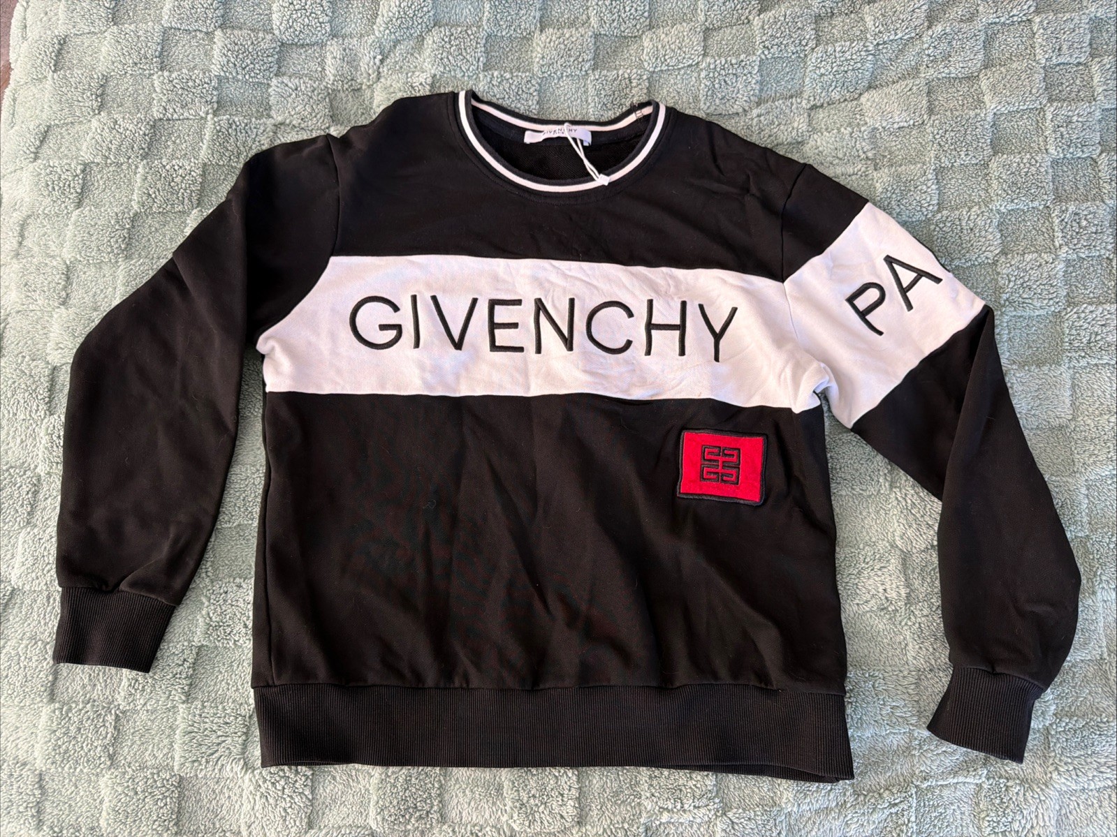 Givenchy Black and White Logo Embroidered Sweatshirt Size XL Authentic