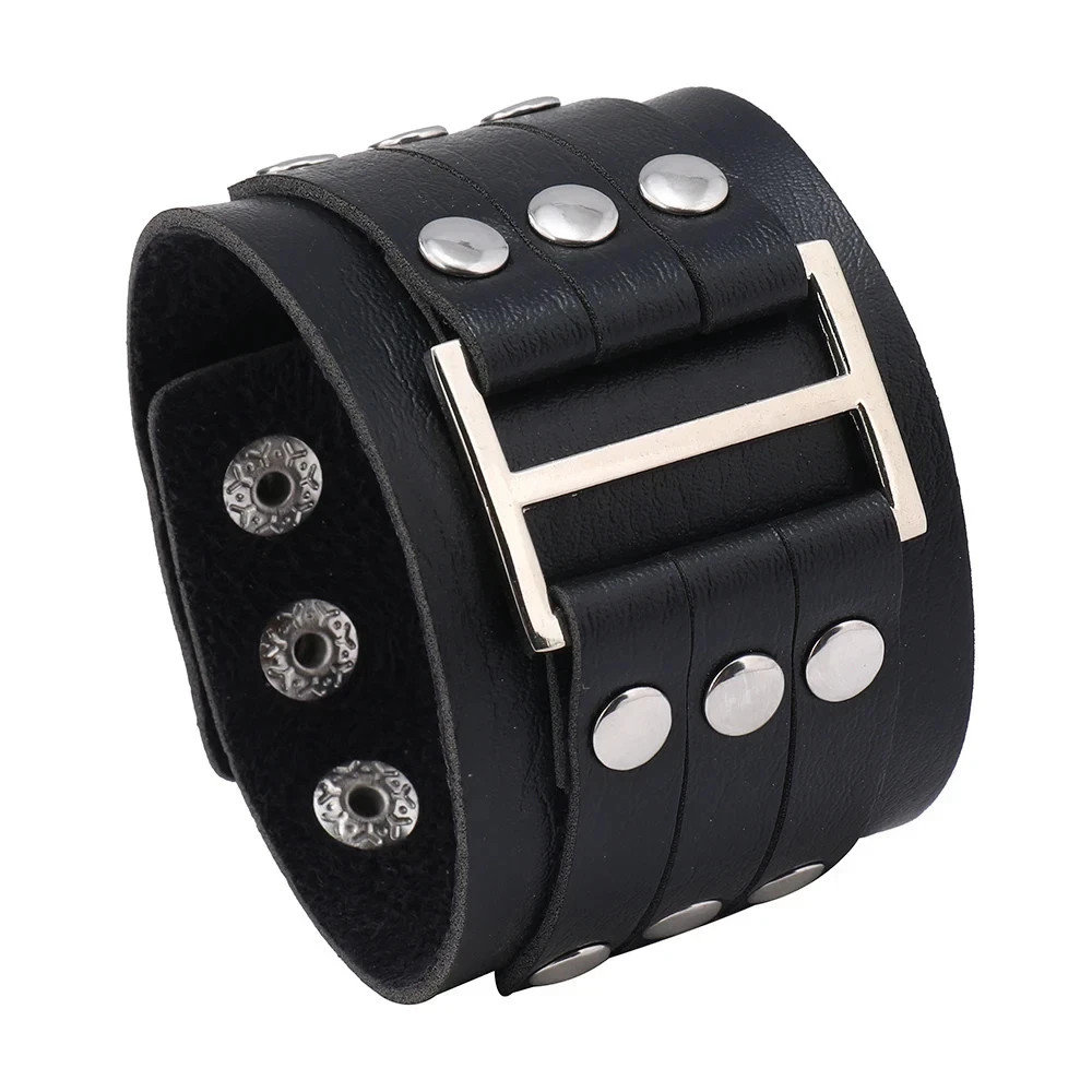 4PCS Men\'s Punk Leather Bracelet Set Braided Cuff Wristband Rock Bangle Gift USA
