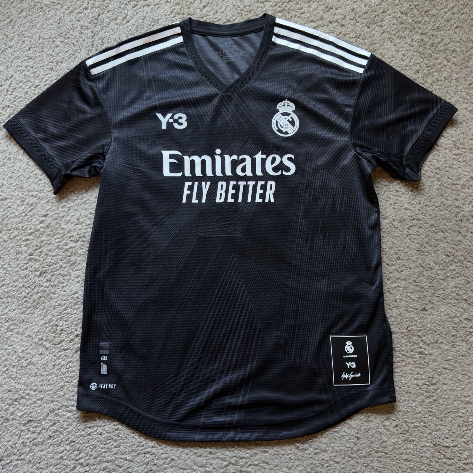 Adidas Real Madrid 120th Anniversary 2021-2022 Y-3 Authentic Black Jersey L