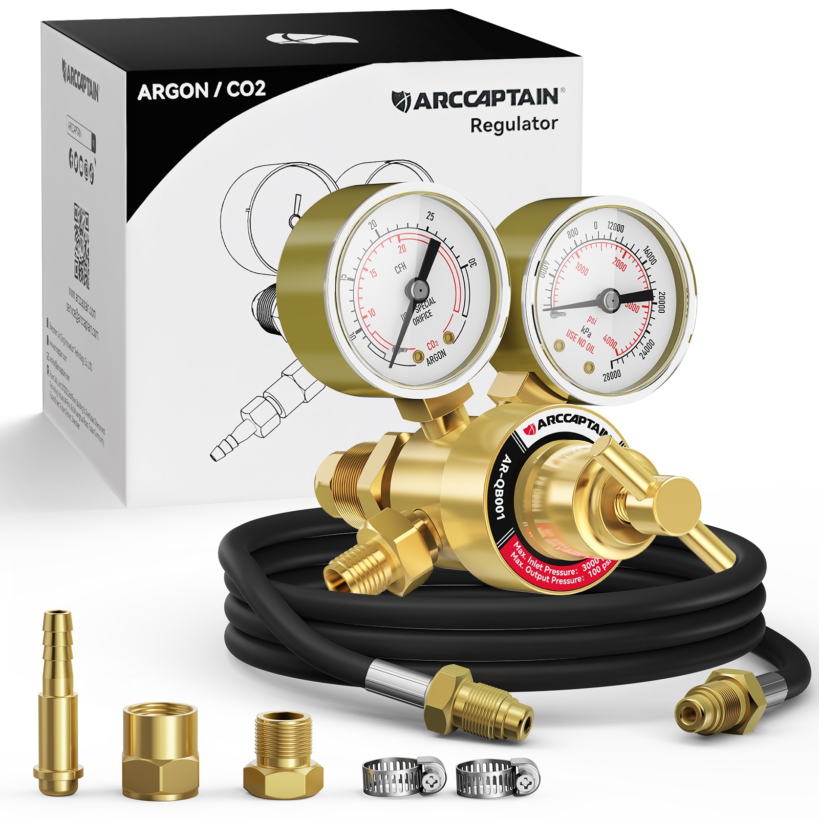 Argon CO2 Regulators with 8.2FT Inert Gas Welding Hose Welding Regulator MIG/TIG Argon CO2 Regulators with 8.2FT Inert Gas Welding Hose Welding Regulator MIG/TIG