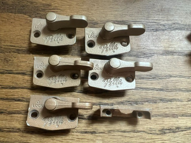 Vintage / Obsolete Pella Double Hung Window Locks Bronze copper Original Pella Vintage / Obsolete Pella Double Hung Window Locks Bronze copper Original Pella