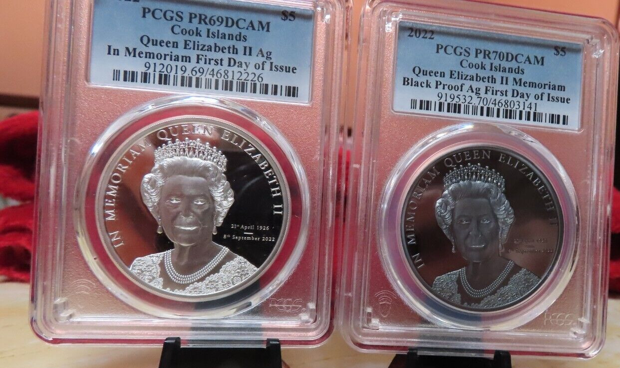 2022 COOK ISLANDS QUEEN ELIZABETH II  PCGS PR 69 70 BLACK & REGULAR COINSET