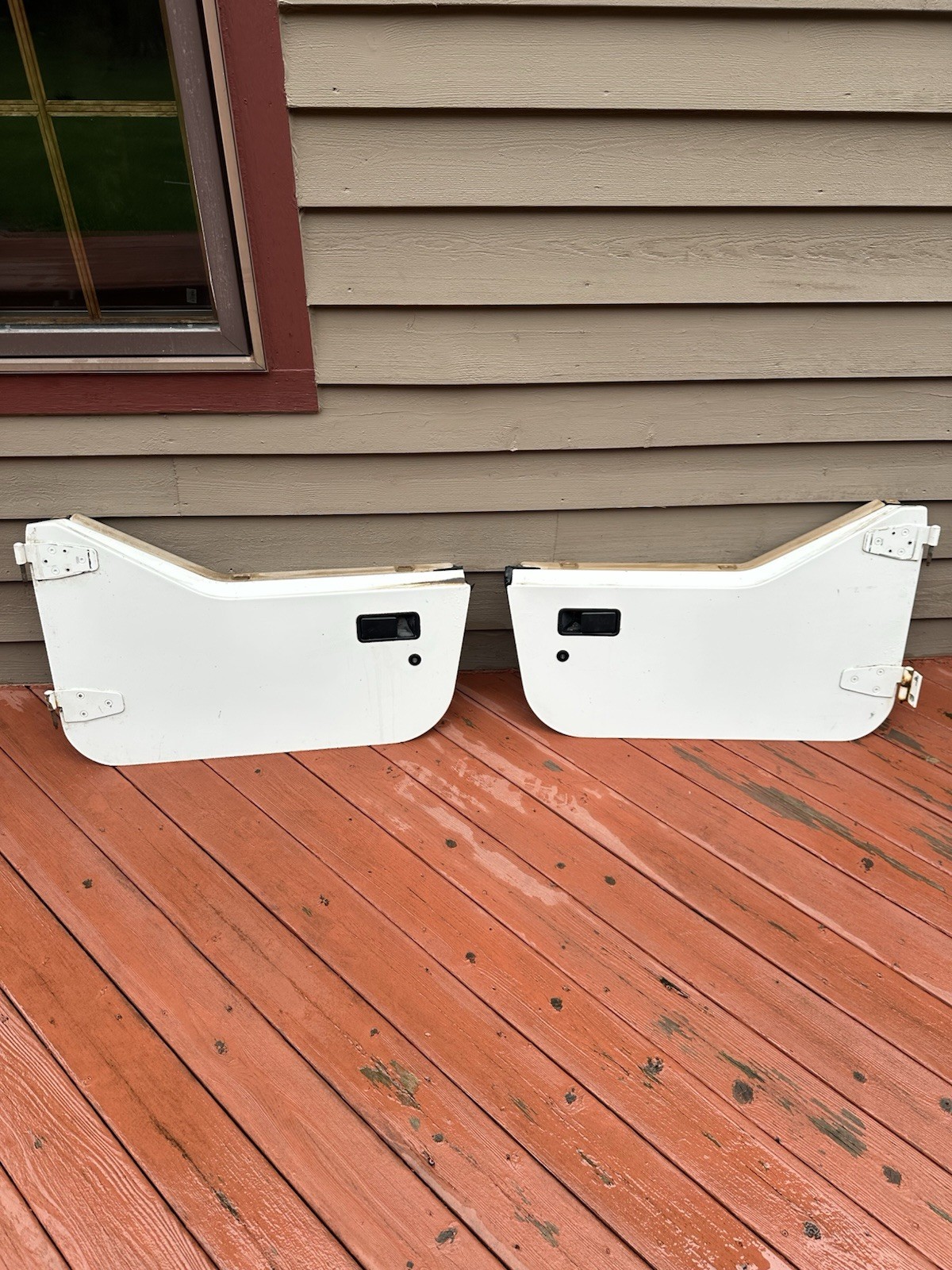 97-06 Jeep Wrangler TJ OEM Half Hard Doors White w/ Tan Panels