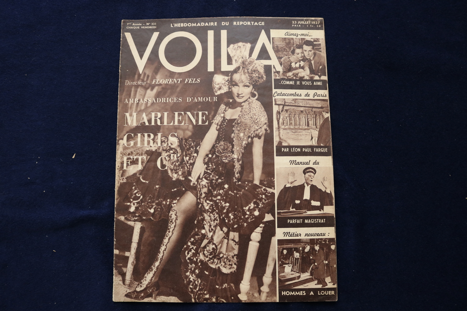 1937 JULY 23 VOILA MAGAZINE - MARLENE DIETRICH - FRENCH COVER - E 23771 1937 JULY 23 VOILA MAGAZINE - MARLENE DIETRICH - FRENCH COVER - E 23771