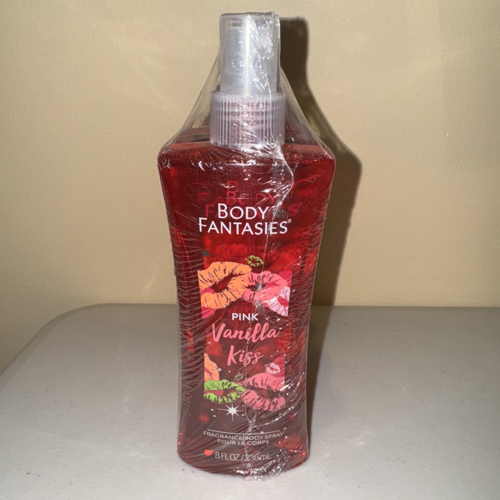 3 Bottles (8 fl oz each) Body Fantasies Pink Vanilla Kiss Fragrance Body Spray
