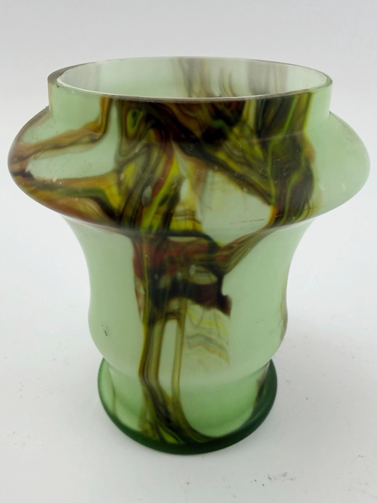 VTG MCM Opaline Glass Vase Hand Blown