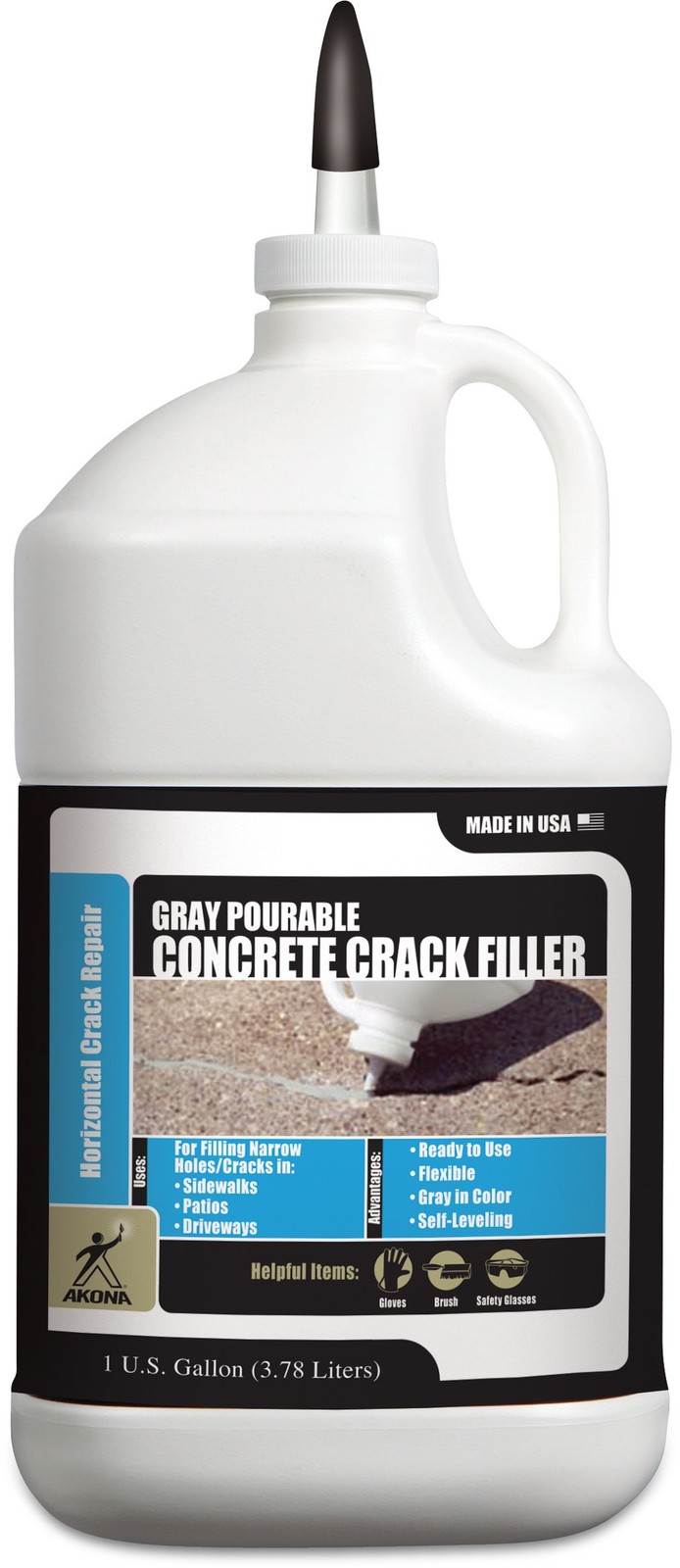 Akona Gray Pourable Concrete Crack Filler - Light Gray, Liquid Cement Crack S...