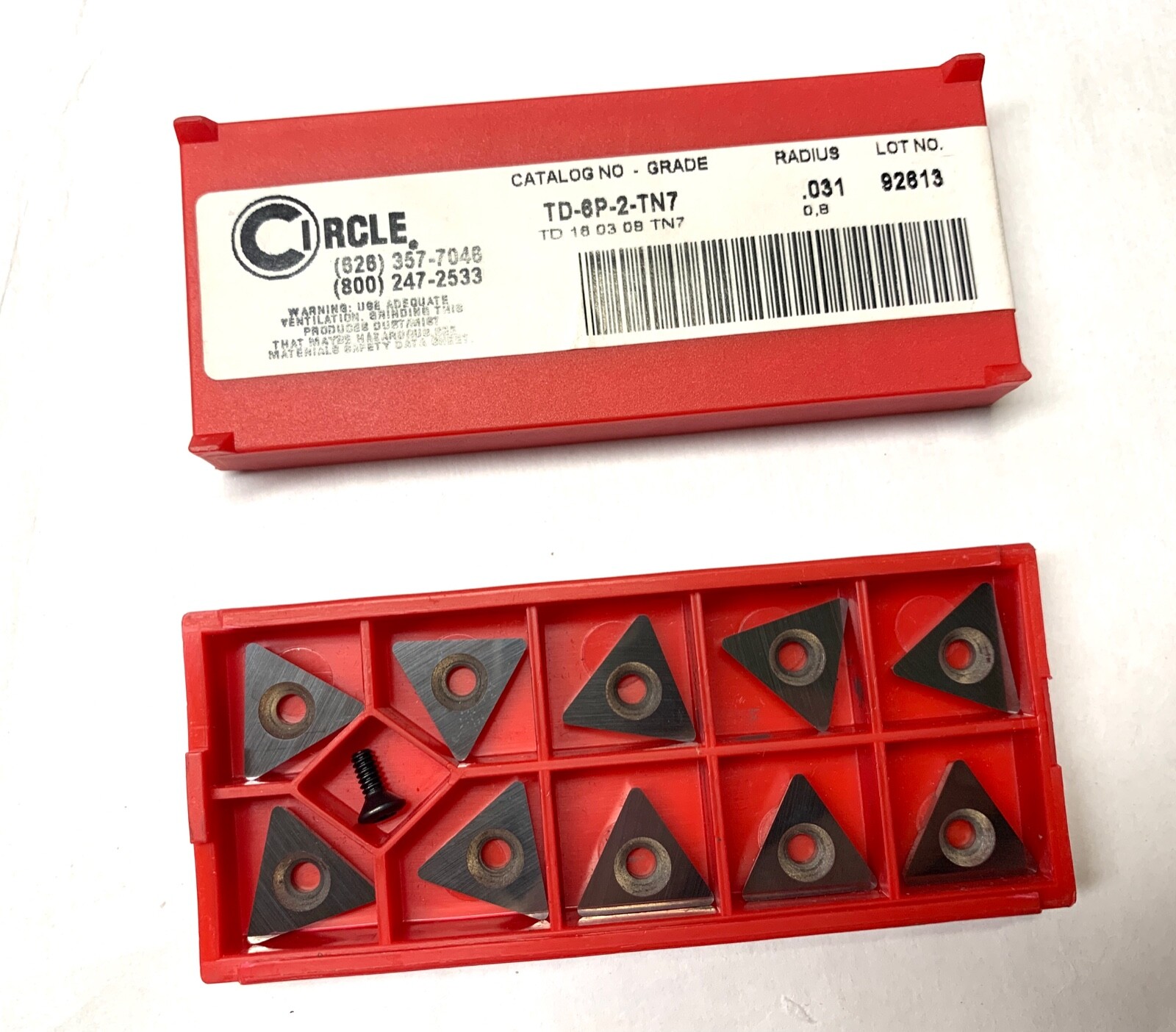 CIRCLE Carbide Inserts - TD-6P-2- TN7, TD 16 03 08 - .031 Radius - Qty. 10 - NEW
