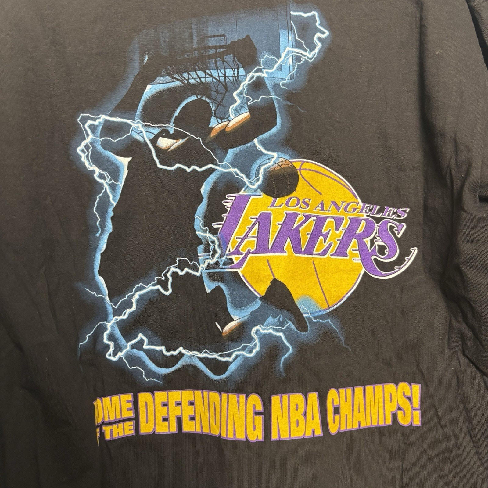 Vintage Y2K Los Angeles Lakers Championship Shirt Lightning Large Kobe