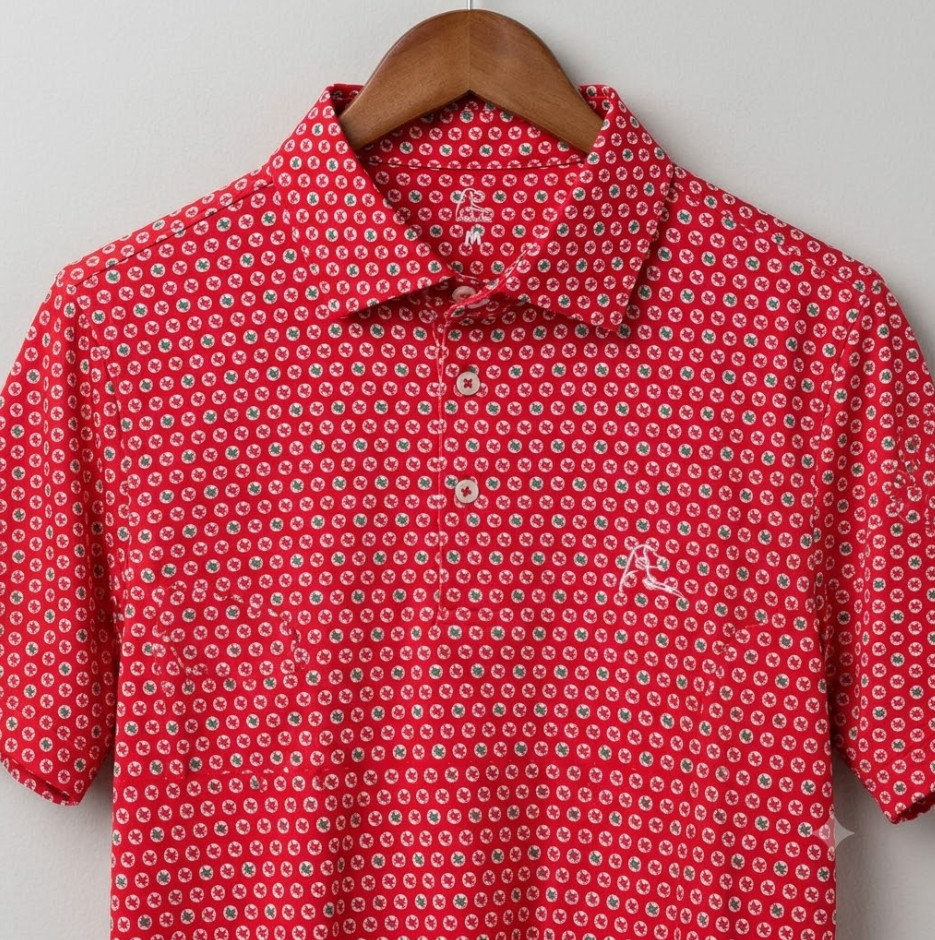 Rhoback The Ohio State Helmet Decal Men Golf Polo Shirt Roar Red Size M
