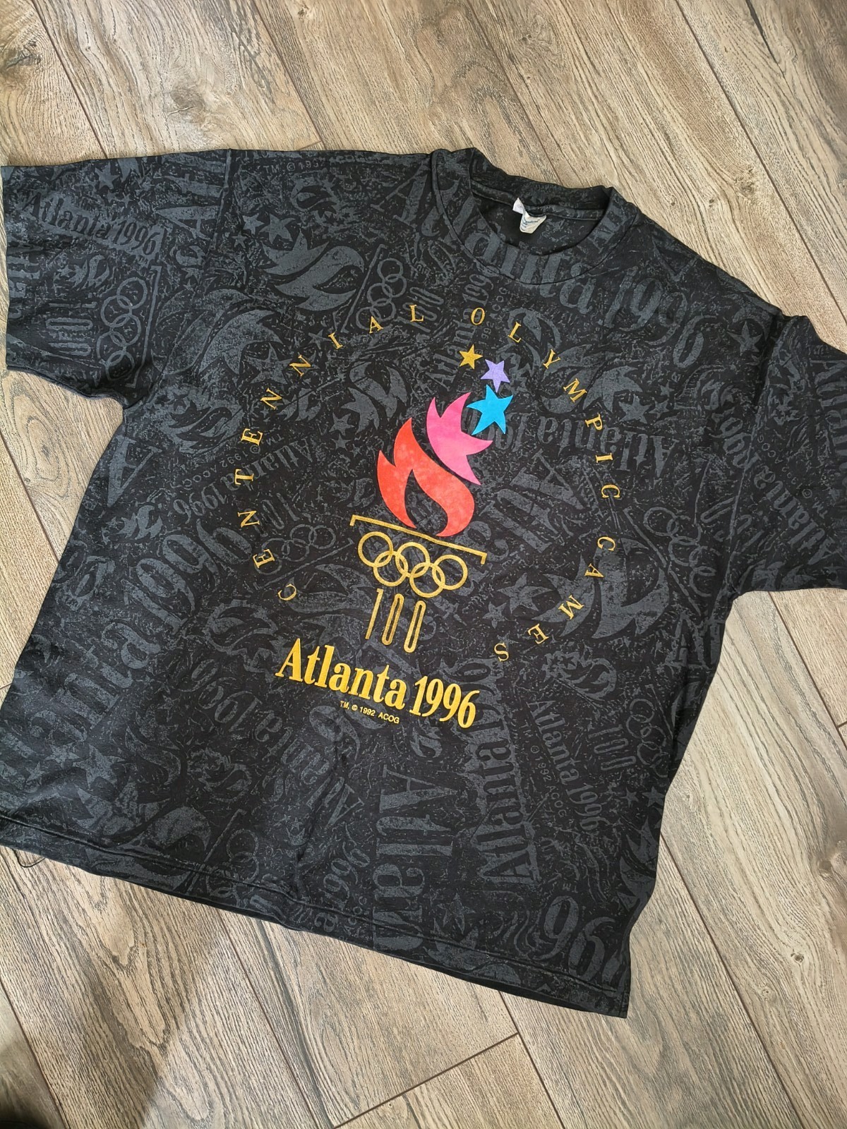 Vintage Atlanta 1996 Olympics T-shirt Champion 90s VTG Single Stitch AOP XL USA