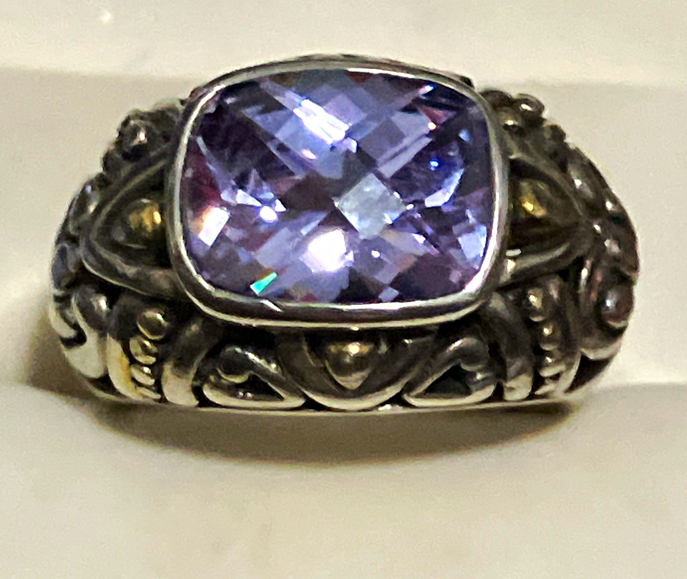 925 Sterling Silver man made diamond c/z Set Wide Ring Size 53/4 Cocktail 925 Sterling Silver man made diamond c/z Set Wide Ring Size 53/4 Cocktail