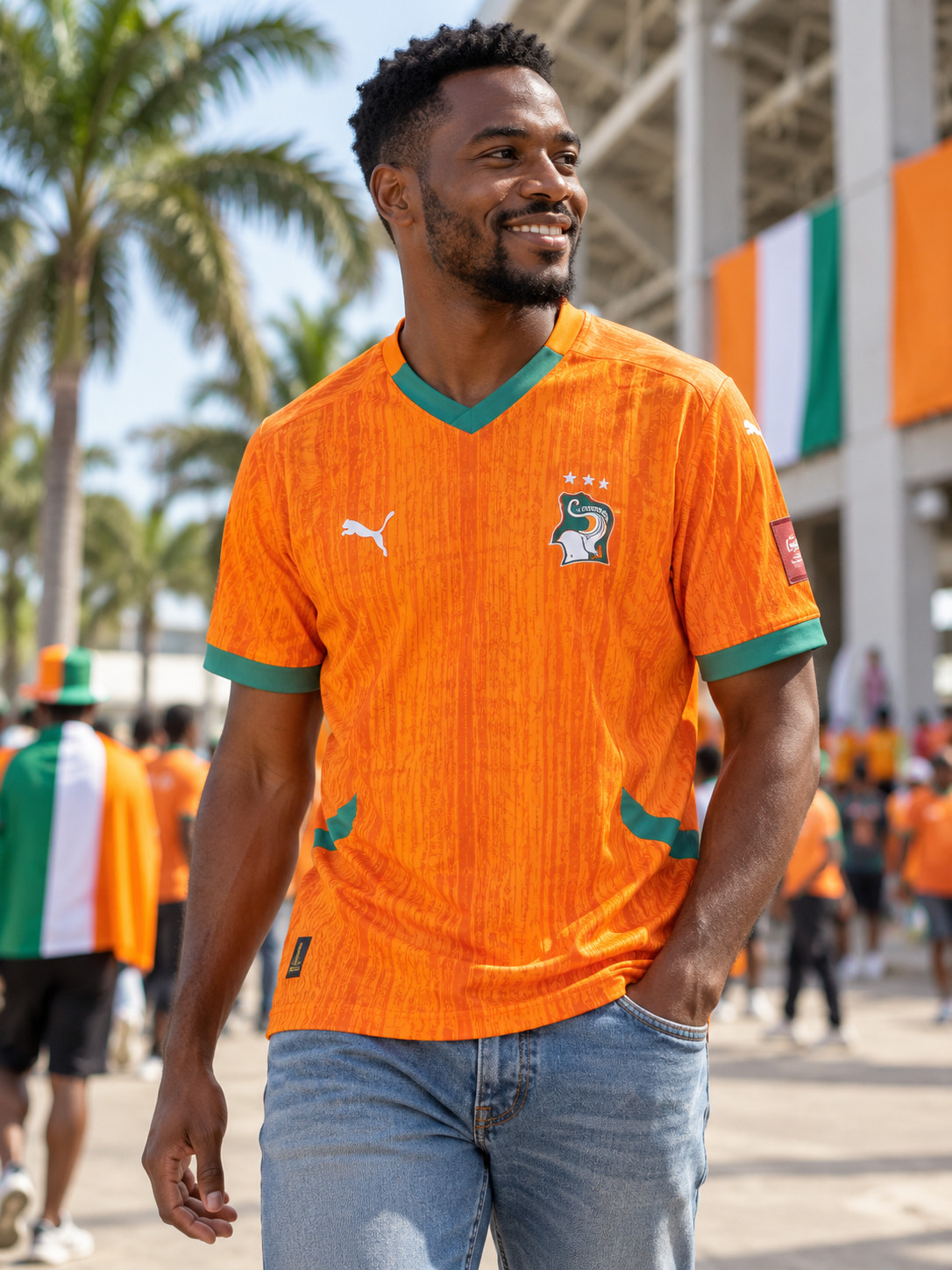 Ivory Coast Cote d\'Ivoire Puma 2026 World Cup Football Jersey Sz L Orange
