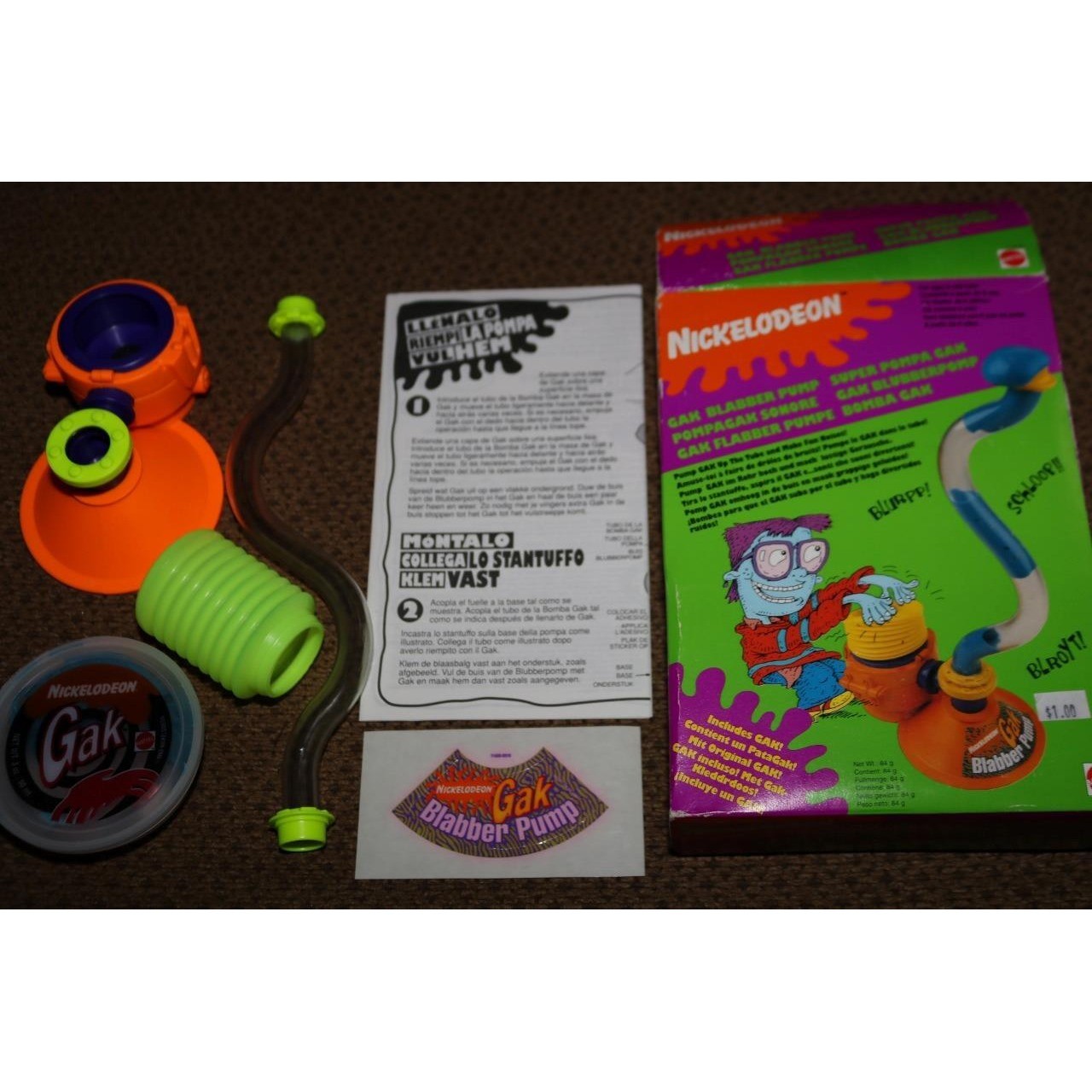 Vintage 1993 Nickelodeon Gak Blabber Pump Mattel 11435 New Old Stock Open Box