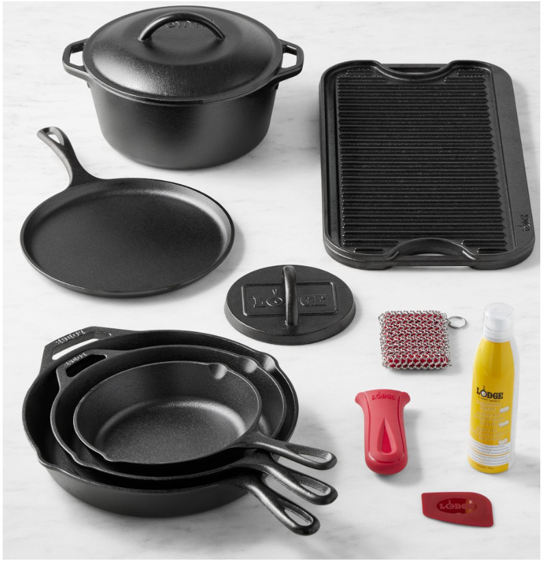 Lodge Classic Seasoned Cast Iron 8-Piece Cookware Set With Care Kit