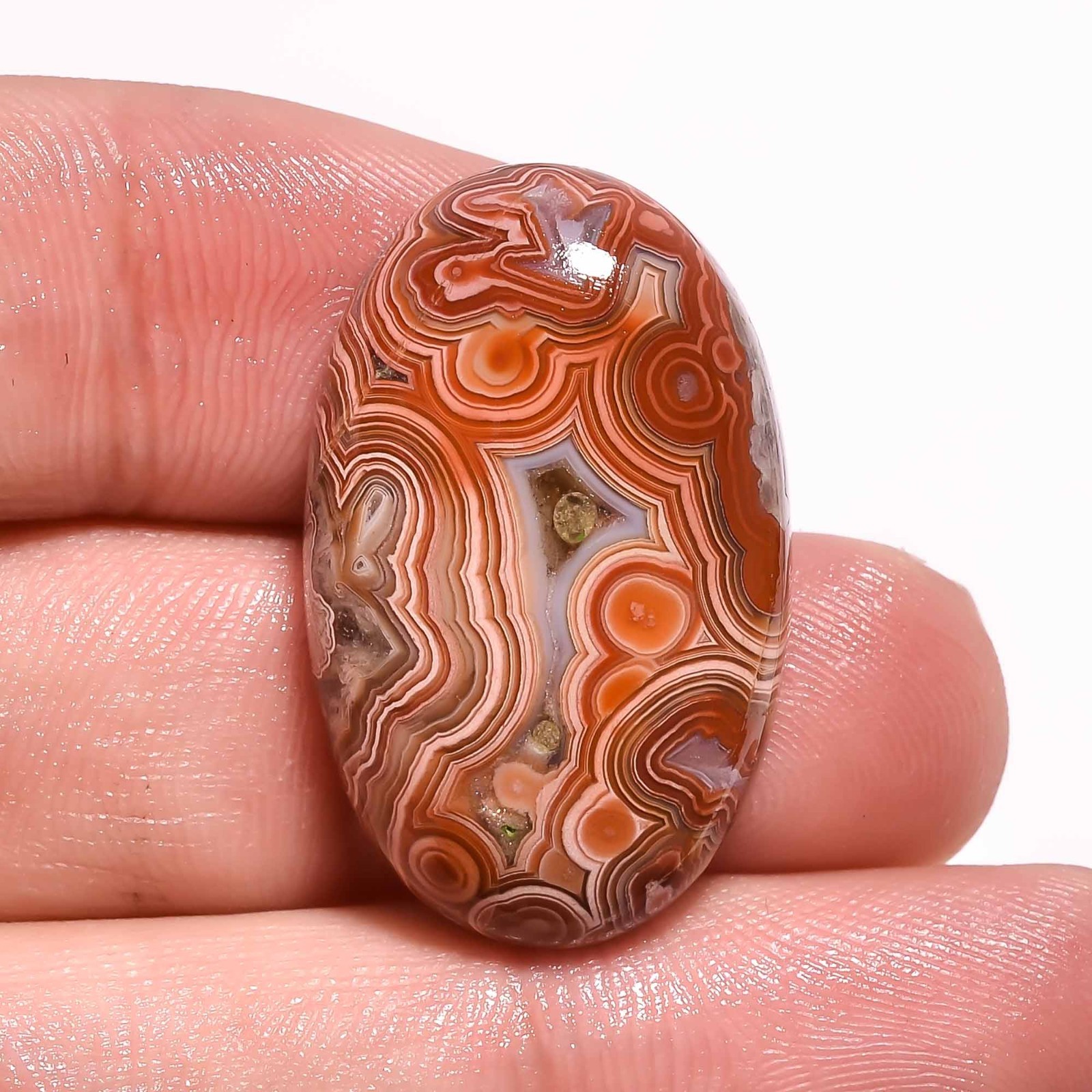26.85 Ct. Natural Crazy Lace Agate Oval Cabochon Loose Gemstone 28X18X7 mm L-12