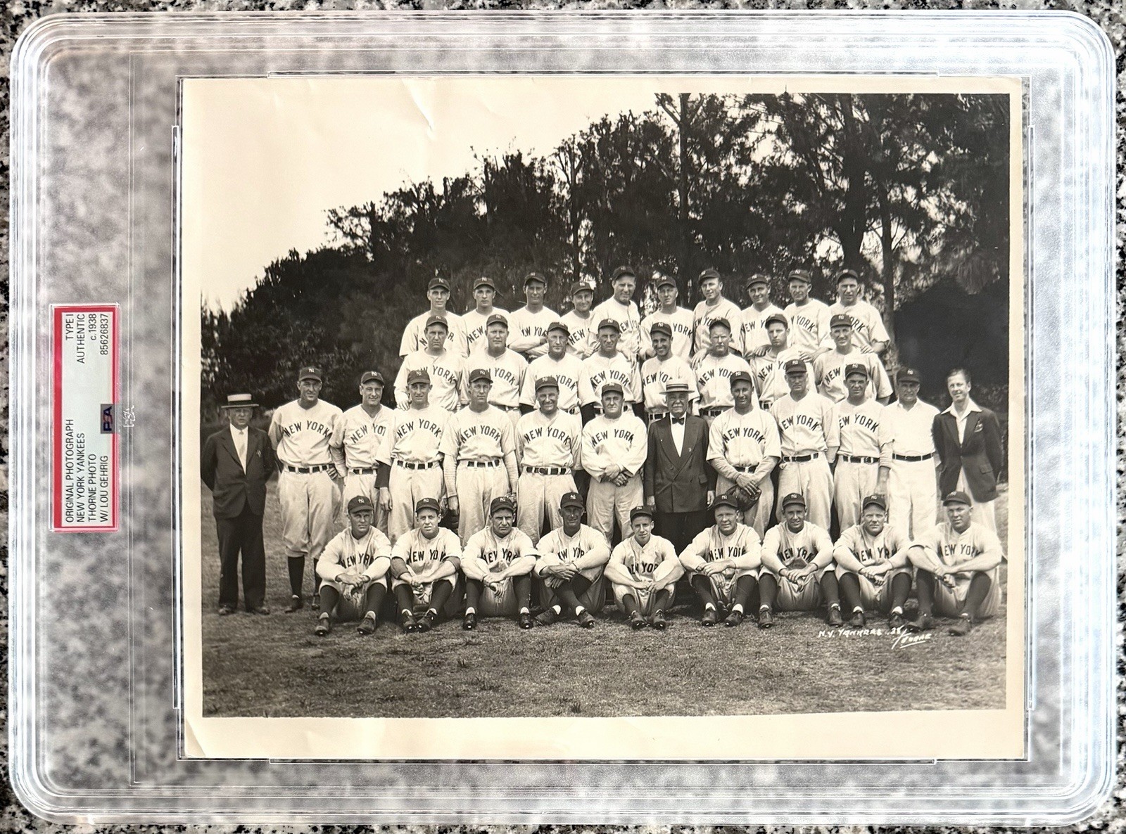 1938 Lou Gehrig “Gehrig And The 1938 Yankees” PSA Type 1 Original Photo