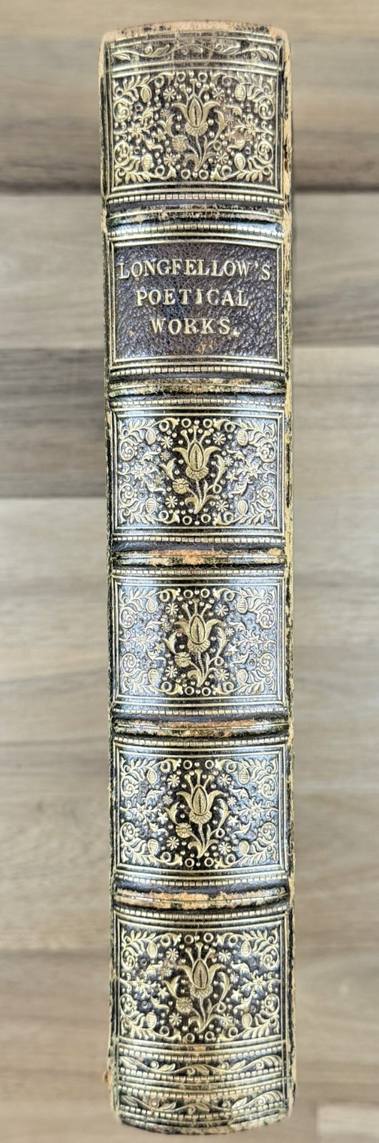 1856 Longfellow\'s Poetical Works Signed Fine Binding J. Wright Illustrated