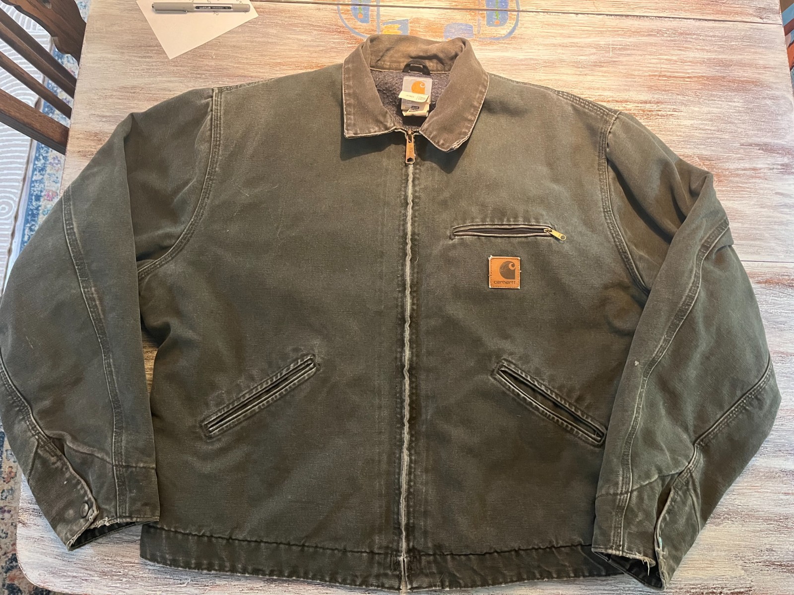 Carhartt J97 MOS Detroit Jacket Moss Green USA Blanket Lined XLarge Vintage