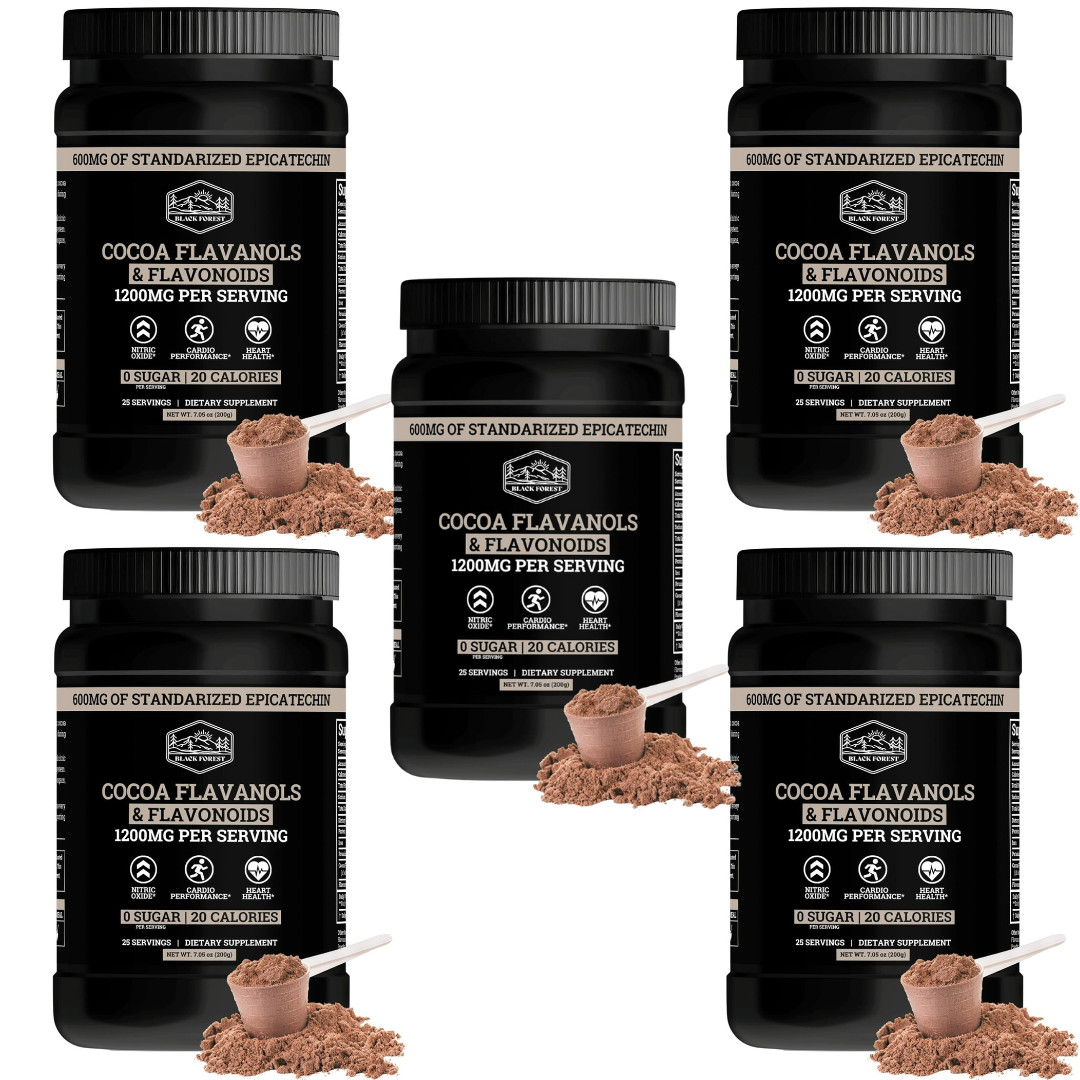 5 PACK Black Forest Premium Flavanol Cocoa Powder and Flavonoid Supplements 120