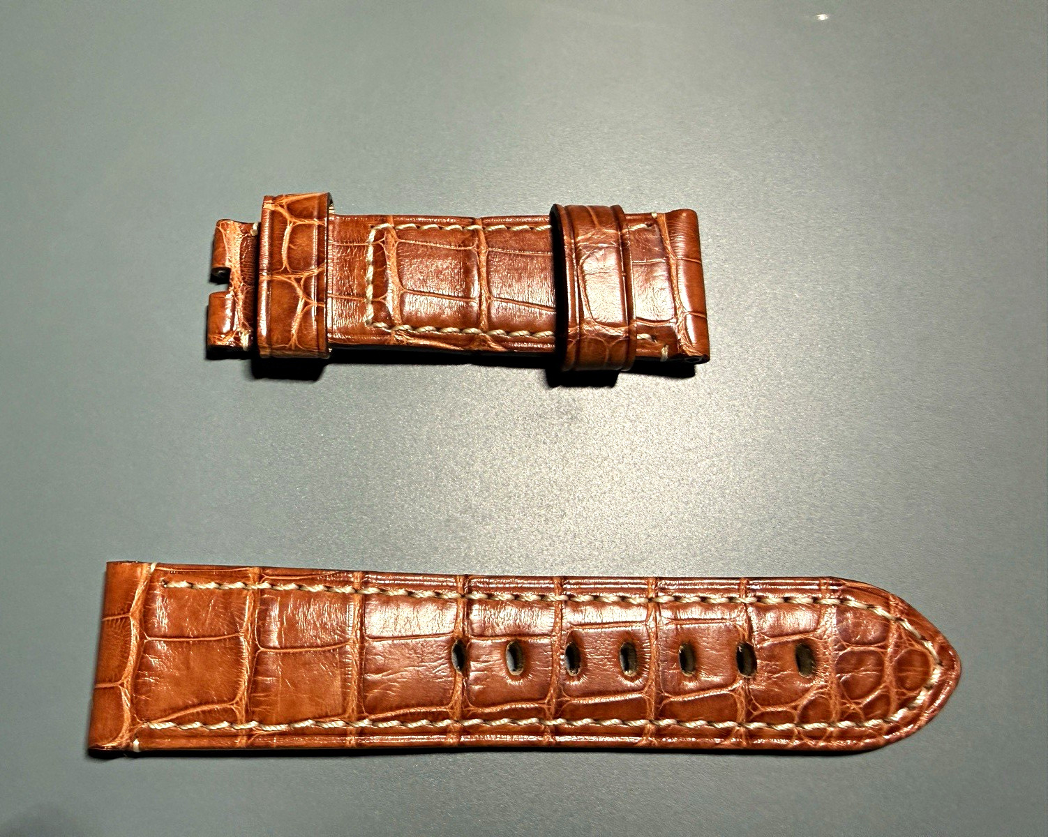 Officine Panerai Brown Croc-Embossed Leather Two-Piece Wristwatch Band Officine Panerai Brown Croc-Embossed Leather Two-Piece Wristwatch Band