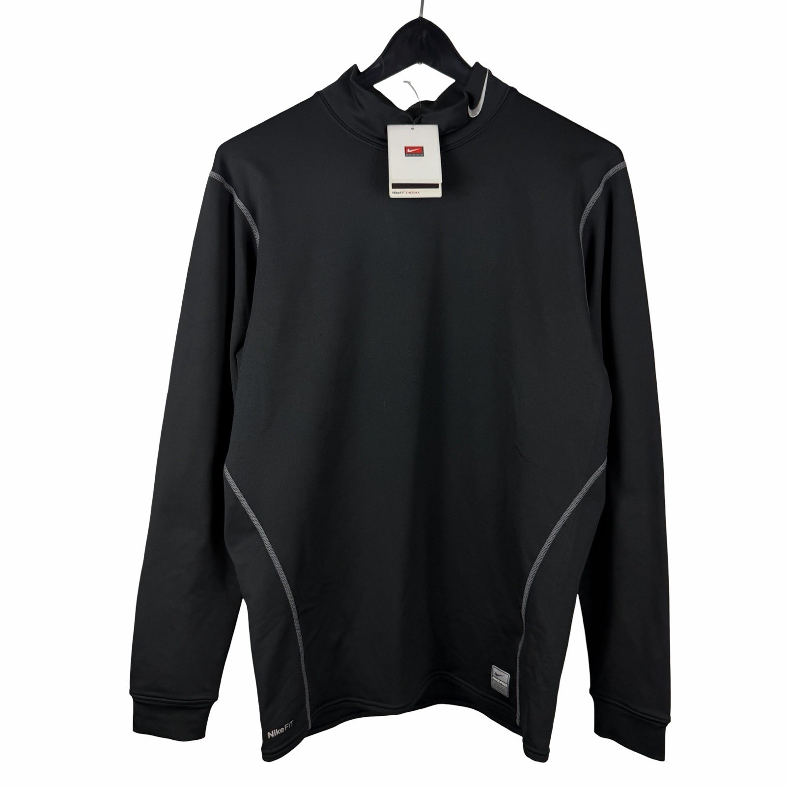 Vintage 2000s Nike Team Fit Dry Long Sleeve Black Swoosh Shirt Size XL