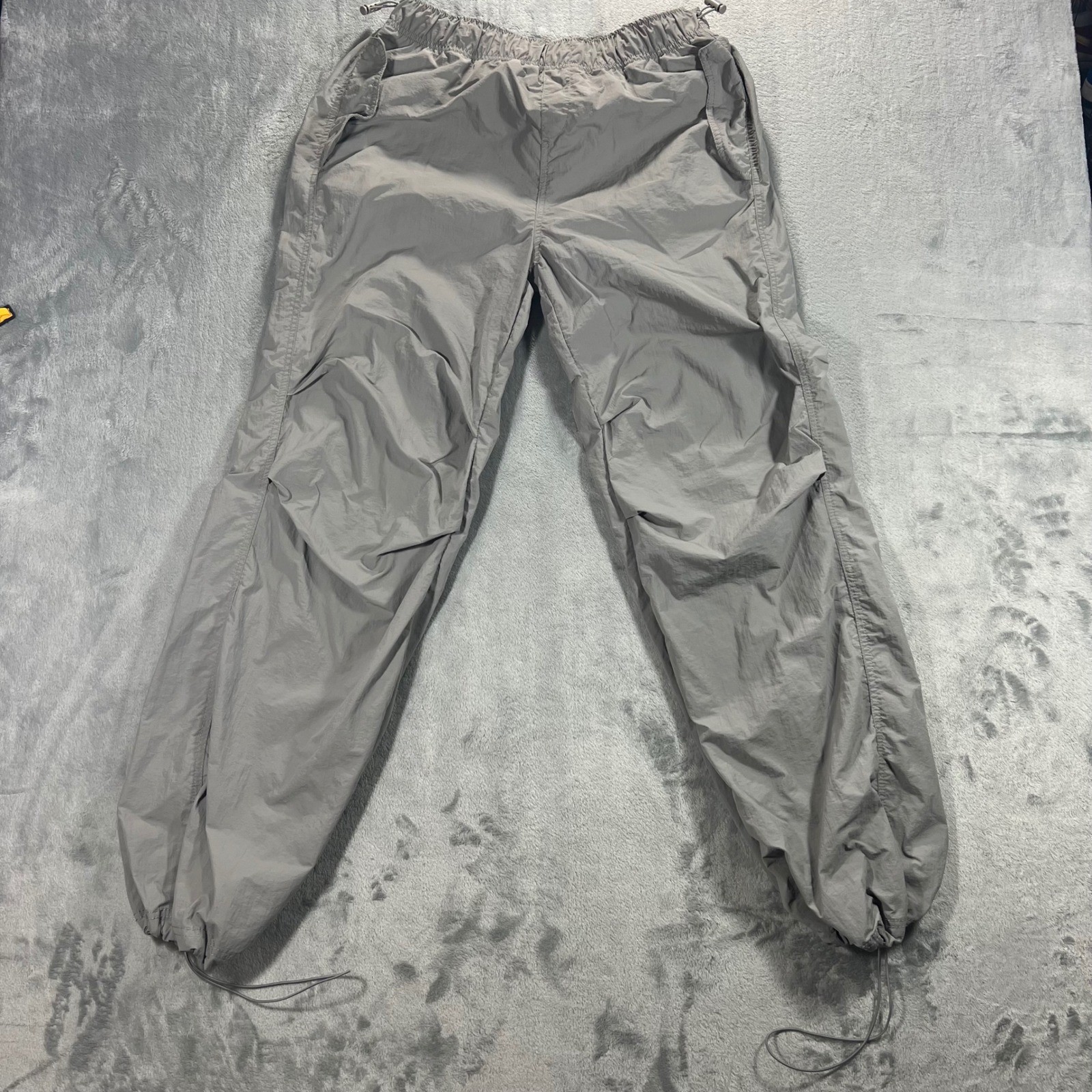 LOVE TREE Parachute Pants Women Large Grey Nylon Toggle Hem Streetwear Gorpcore