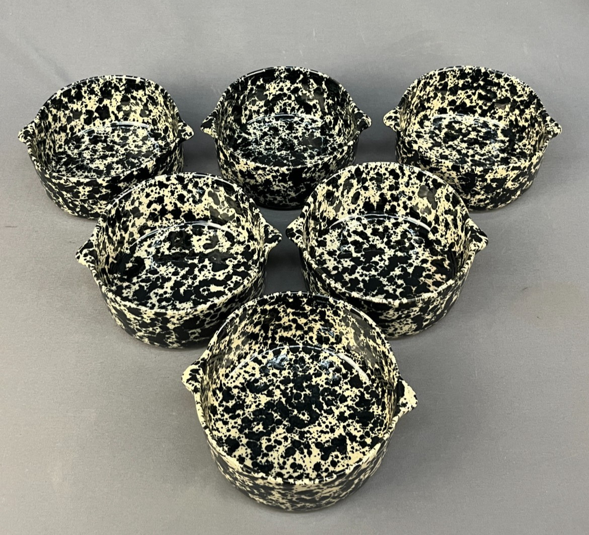 6 Bennington Potters Black Agate Sponge Ware 6