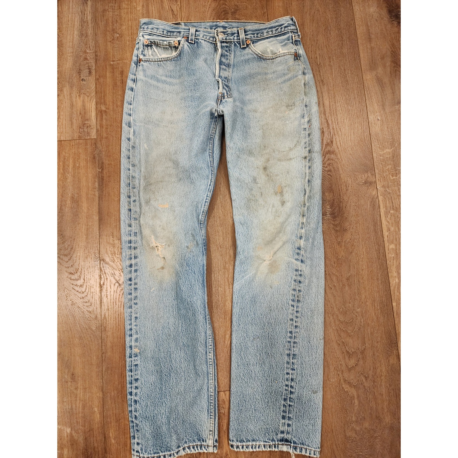 Vintage Levi\'s 501xx Jeans Distressed Thrashed Valencia, CA Factory USA 34x36