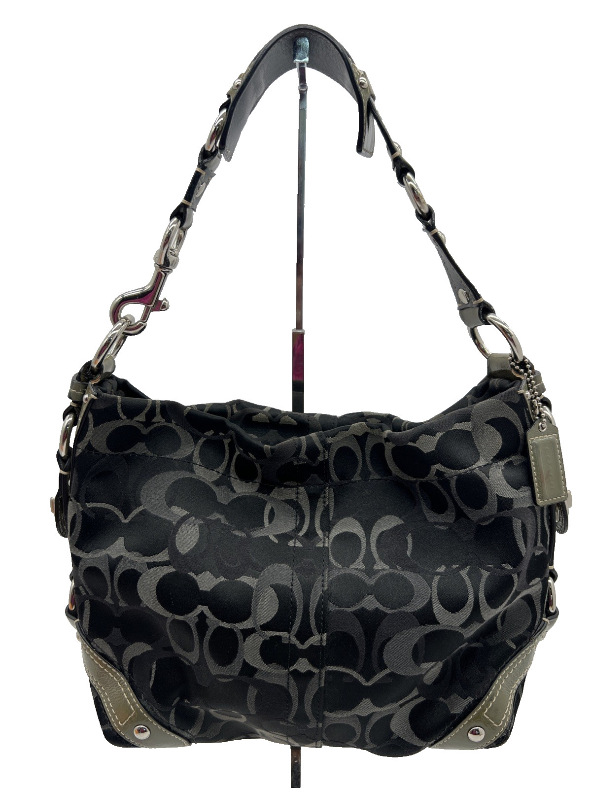 Vintage Coach Carly Optic Signature Hobo Shoulder Bag Y2K Black Vintage Coach Carly Optic Signature Hobo Shoulder Bag Y2K Black